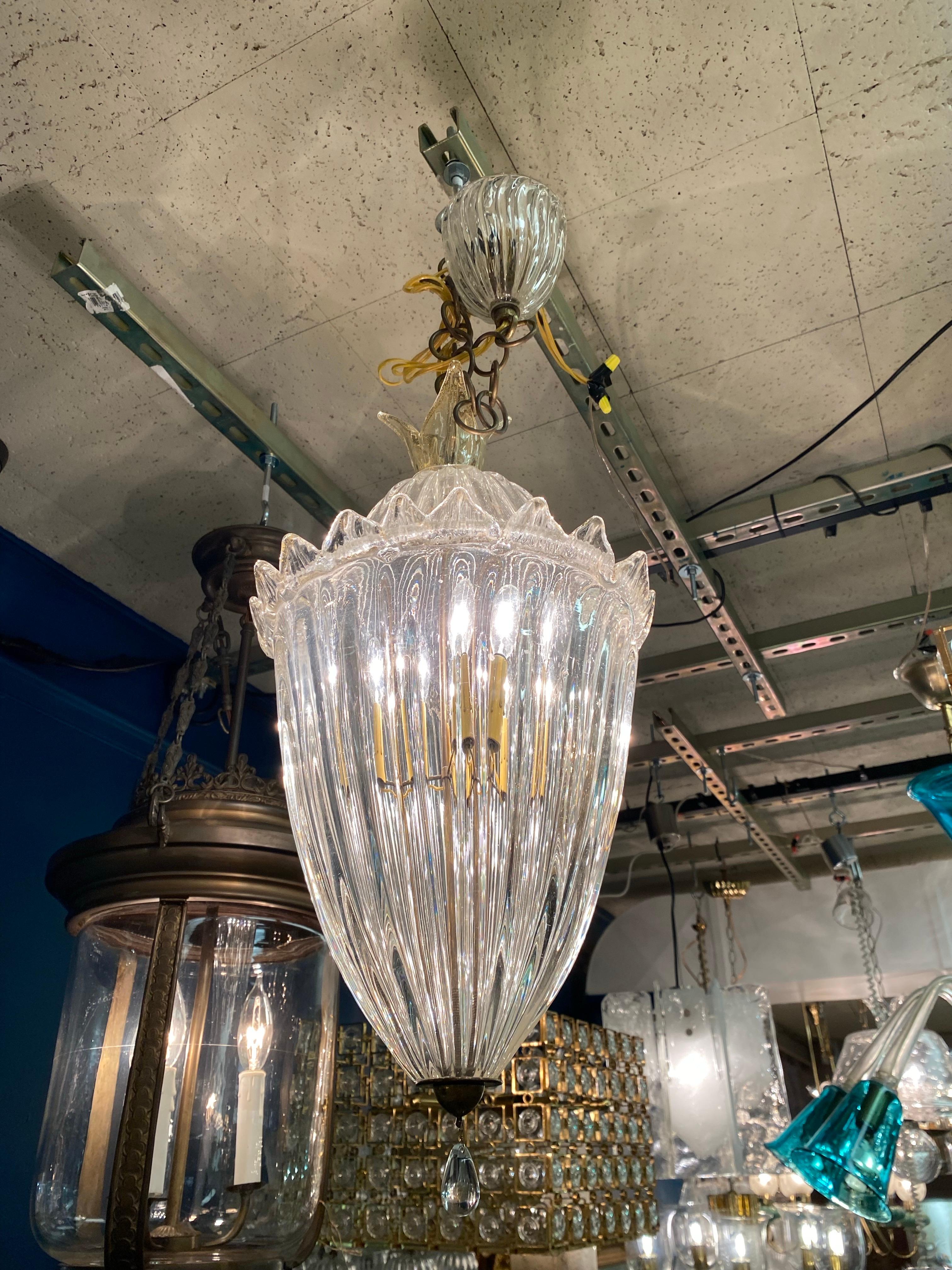 Barovier & Toso 1940 Lámpara de cristal soplado de Murano con aventurina en Bueno estado para la venta en Montclair, NY