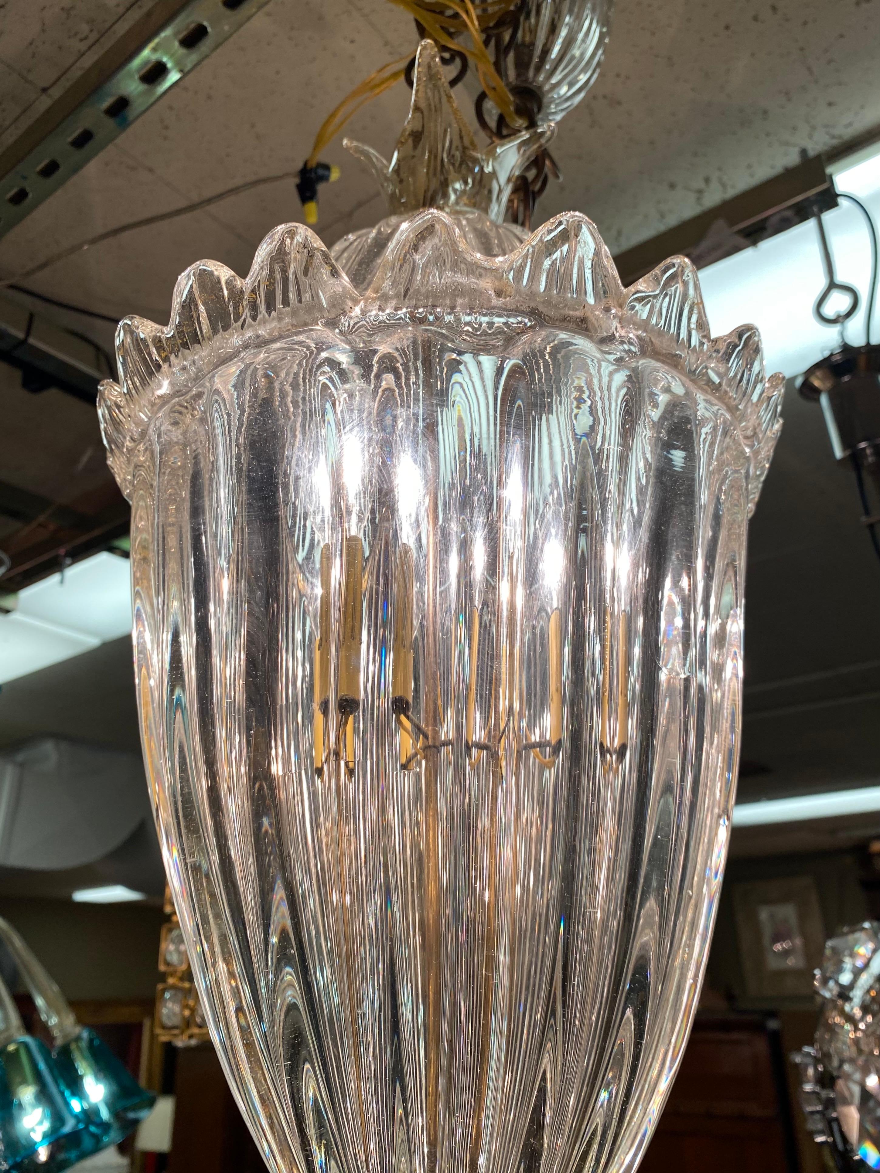 Barovier & Toso 1940 Lámpara de cristal soplado de Murano con aventurina mediados del siglo XX en venta