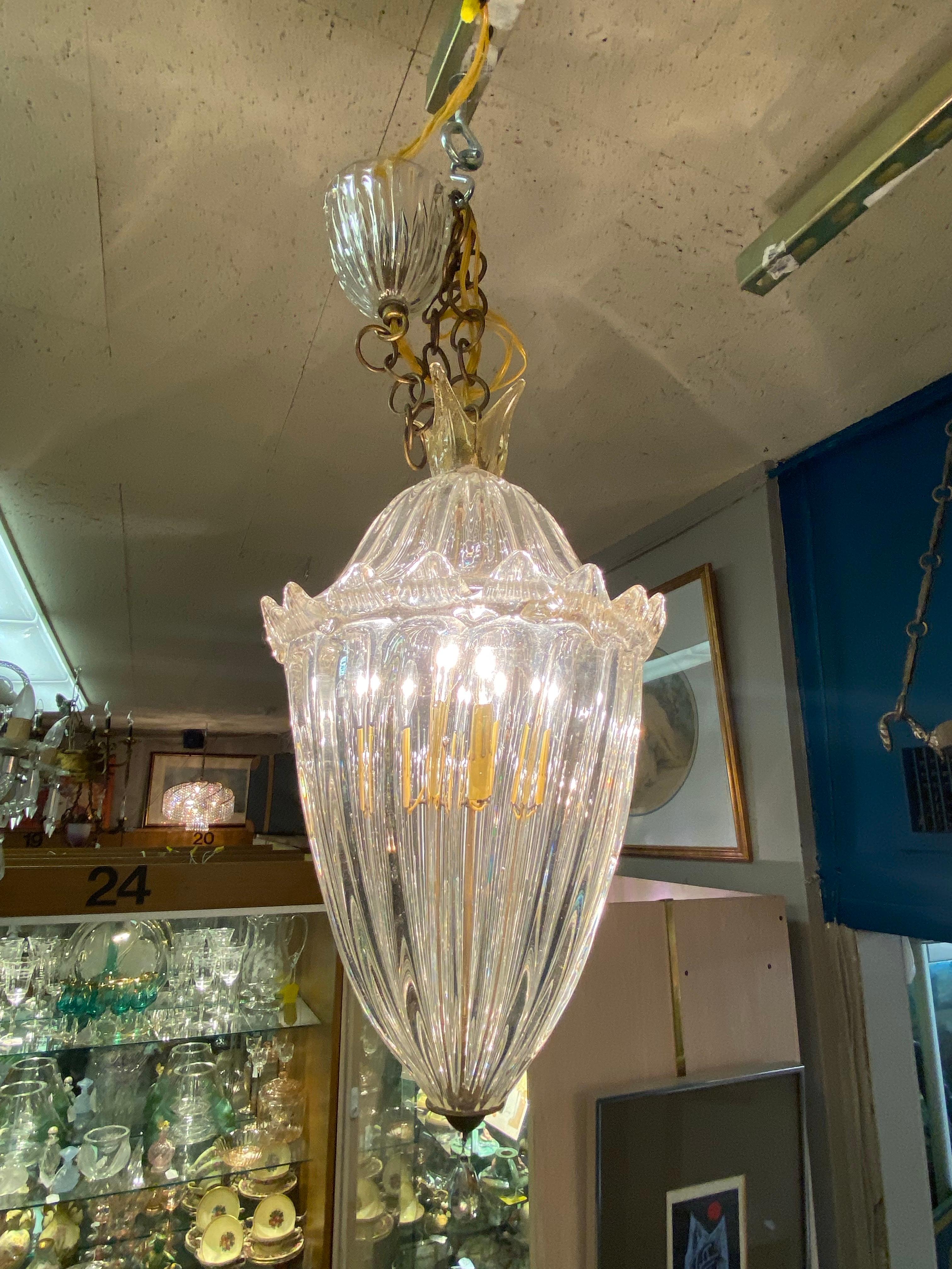 Barovier & Toso 1940 Lámpara de cristal soplado de Murano con aventurina en venta 1