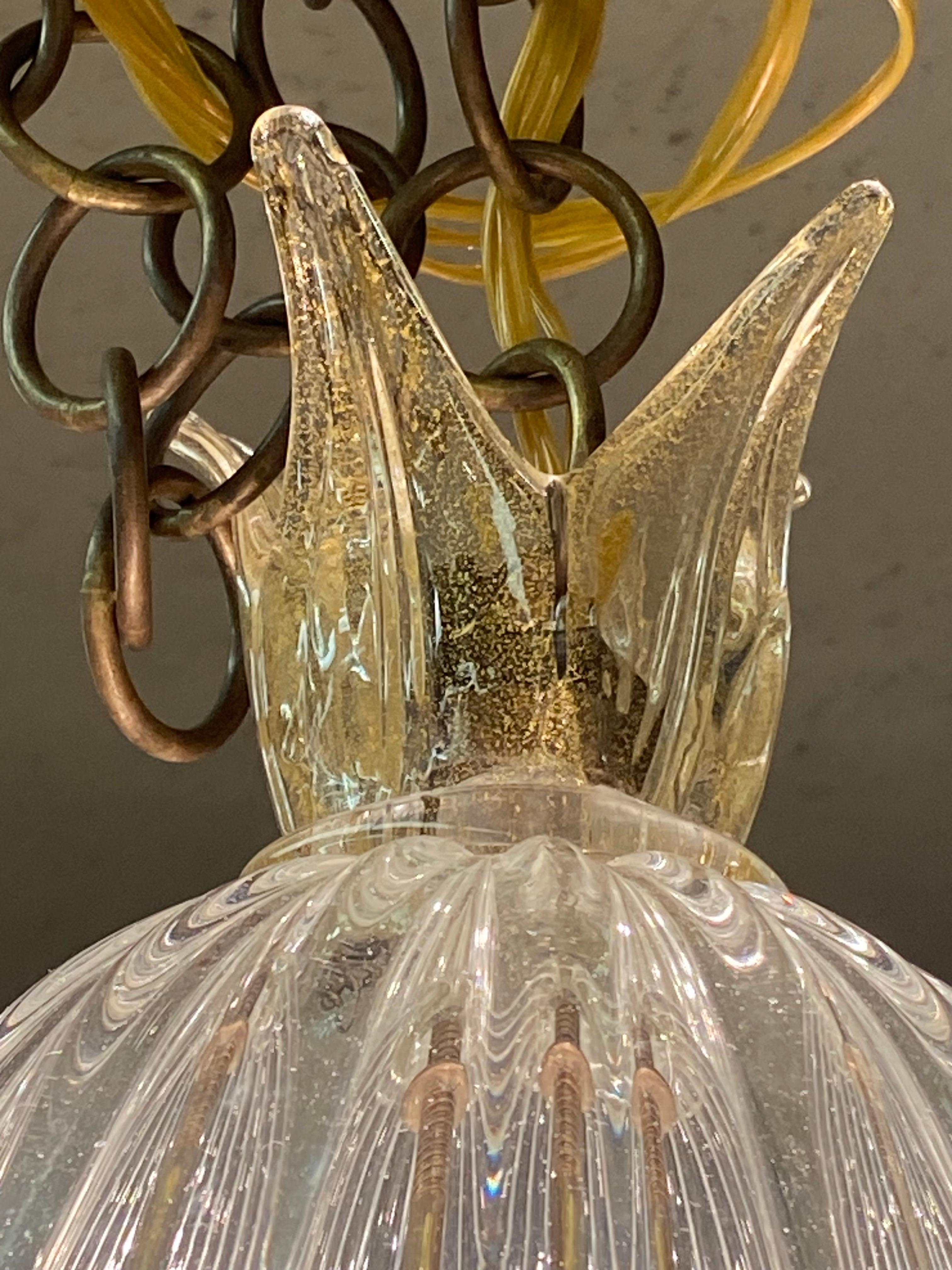 Barovier & Toso 1940 Lámpara de cristal soplado de Murano con aventurina en venta 2