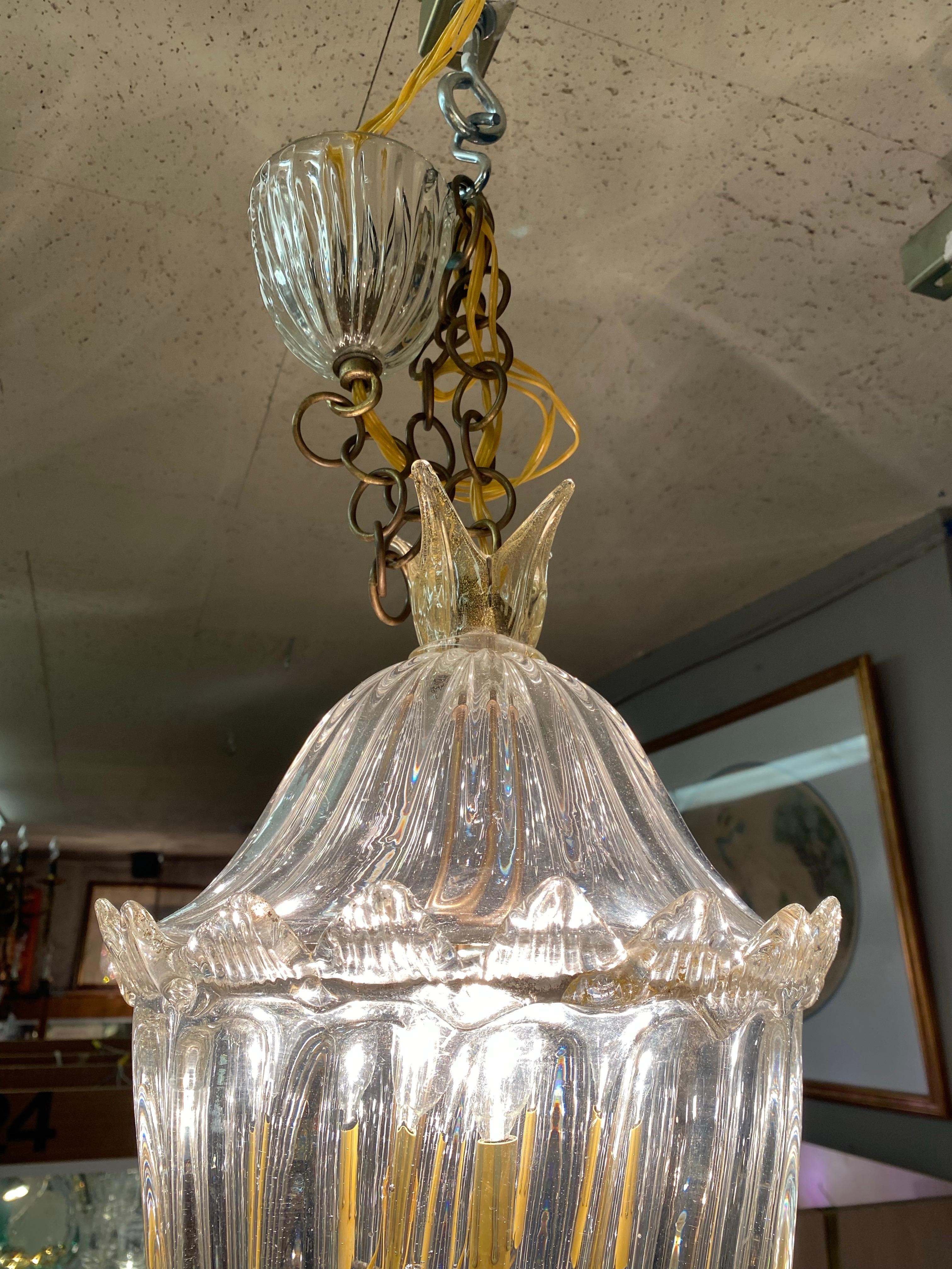 Barovier & Toso 1940 Lámpara de cristal soplado de Murano con aventurina en venta 3