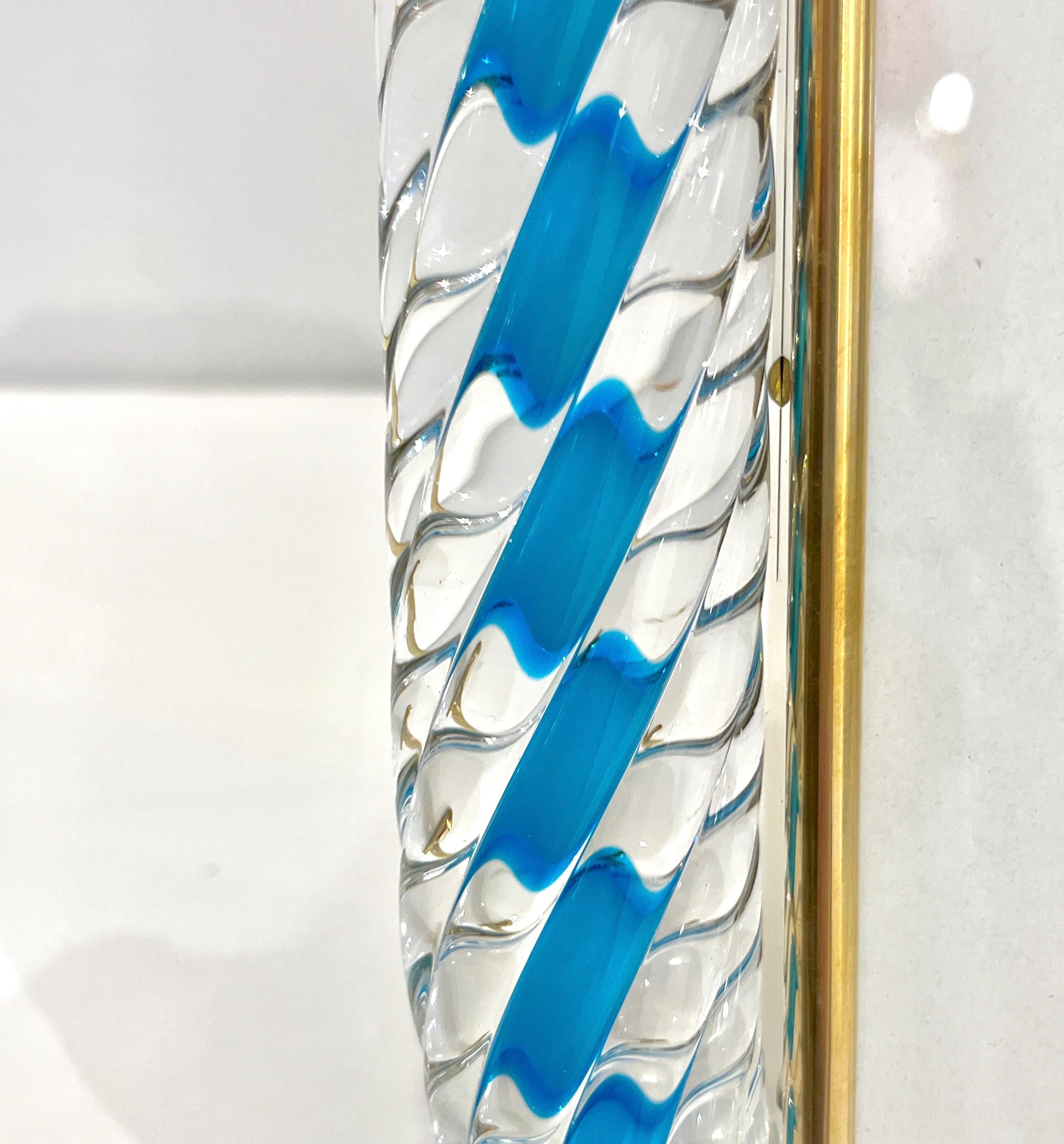 Cadre photo Barovier Toso du 21e siècle en verre de Murano bleu marine et or en vente 4