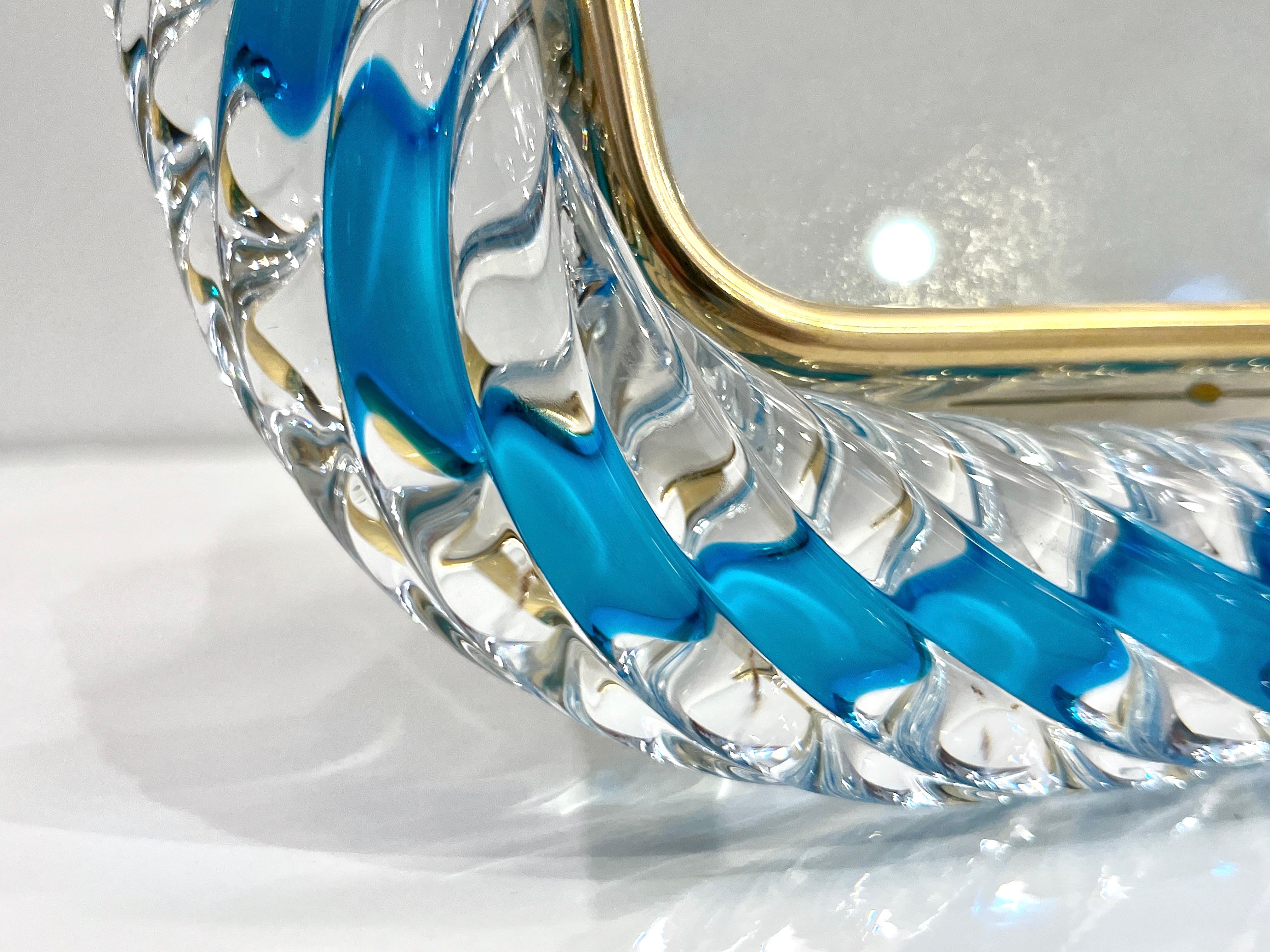 Cadre photo Barovier Toso du 21e siècle en verre de Murano bleu marine et or en vente 5
