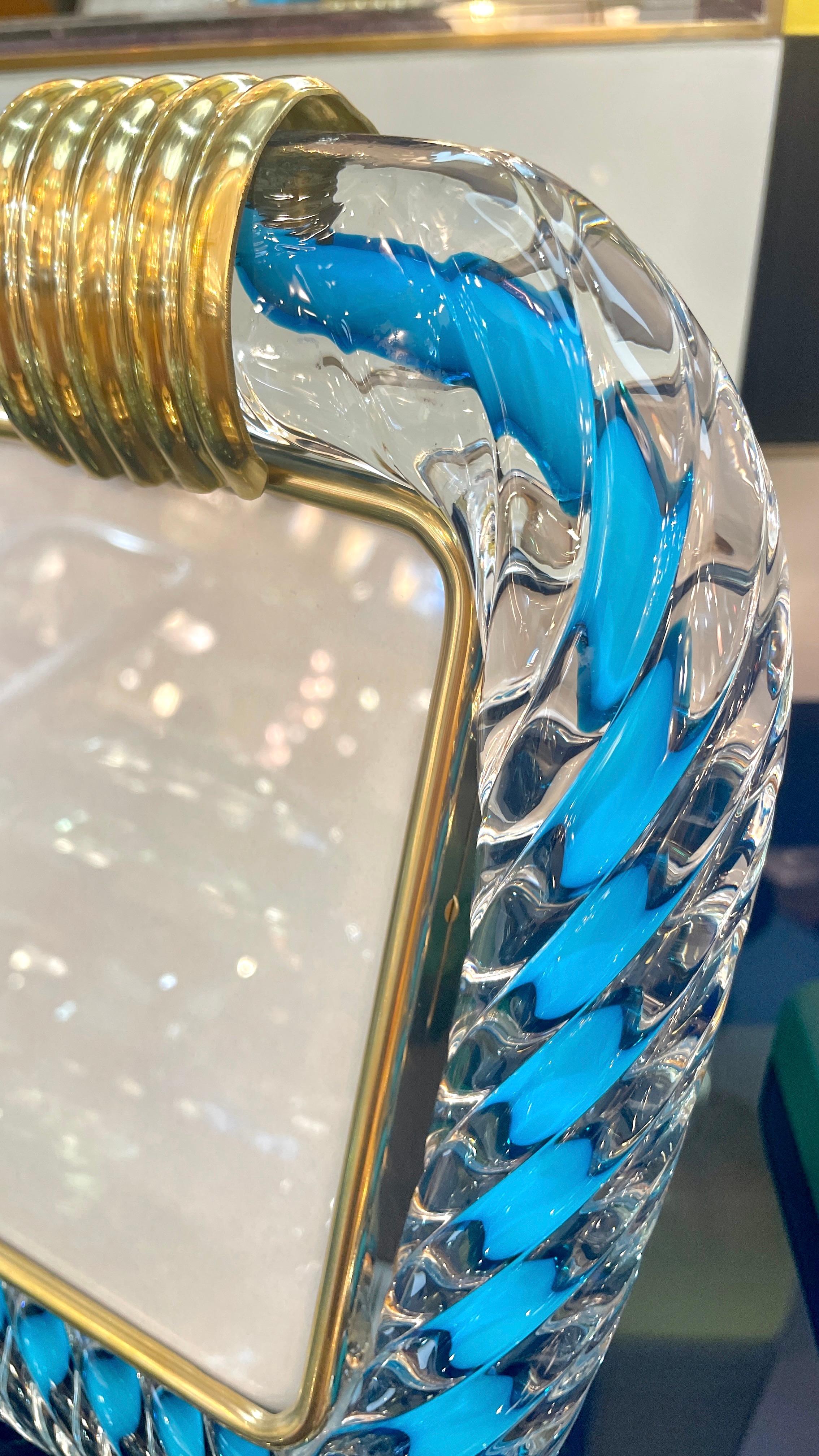 Cadre photo Barovier Toso du 21e siècle en verre de Murano bleu marine et or Excellent état - En vente à New York, NY