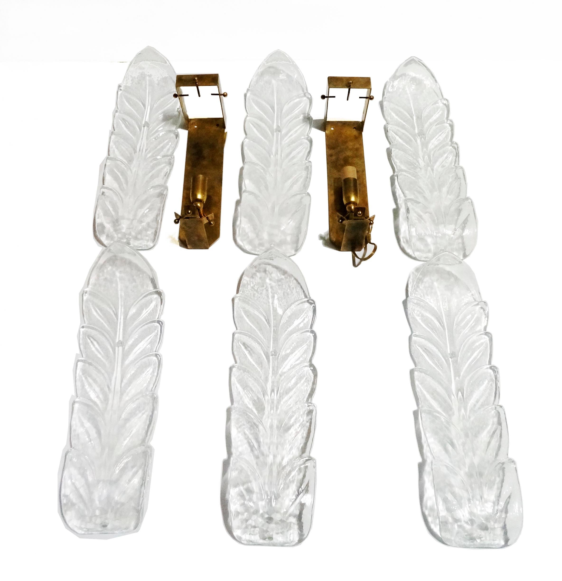 Modern Barovier & Toso Acanthus Sconces, Pair For Sale