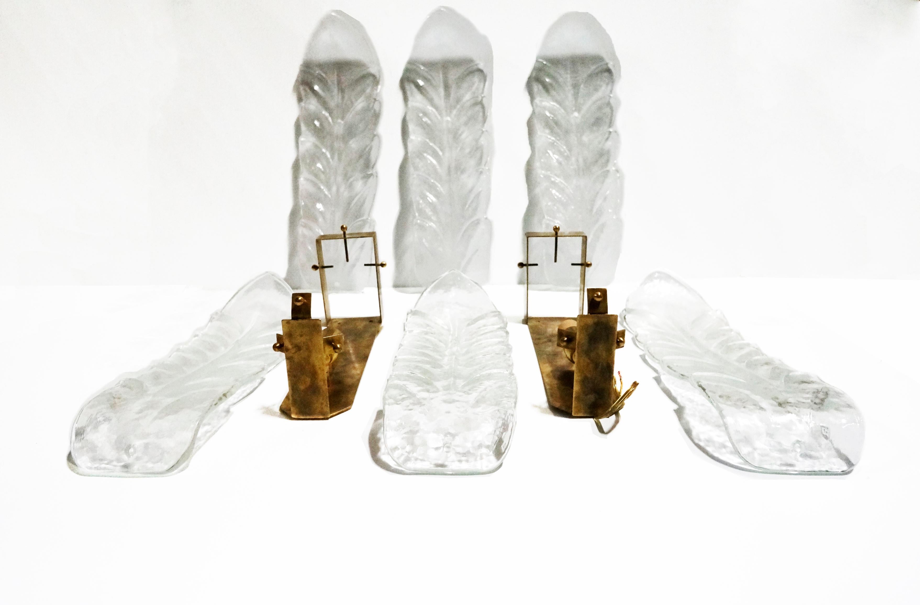 Italian Barovier & Toso Acanthus Sconces, Pair For Sale