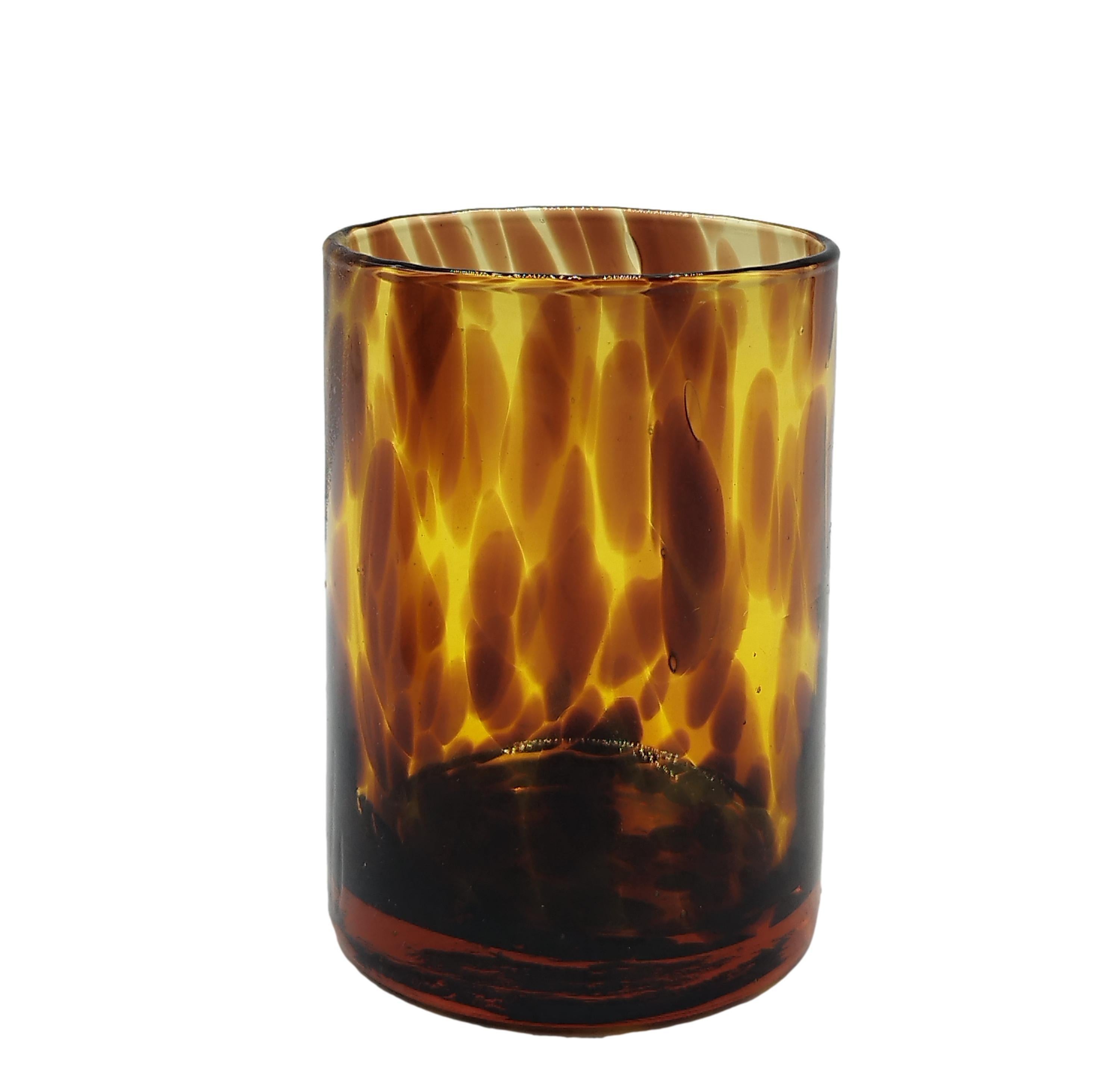 Late 20th Century Barovier & Toso Amber Tortoise Shell Drinking Glasses Set of Six, Italy 1970s For Sale
