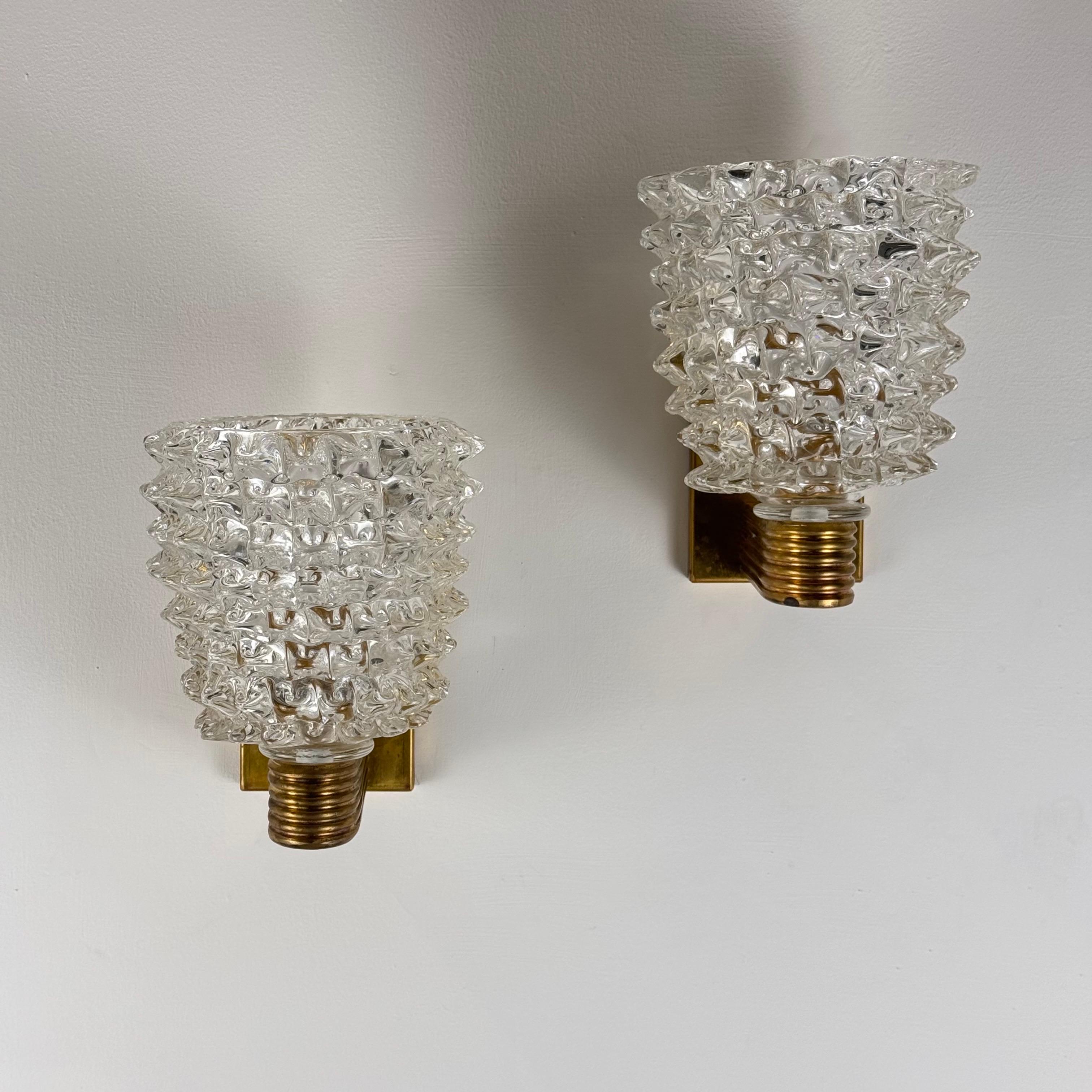 Fait main Barovier&Toso, appliques en verre de Murano 