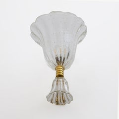 Barovier & Toso Art Deco Style Brass and Murano Glass Sconce