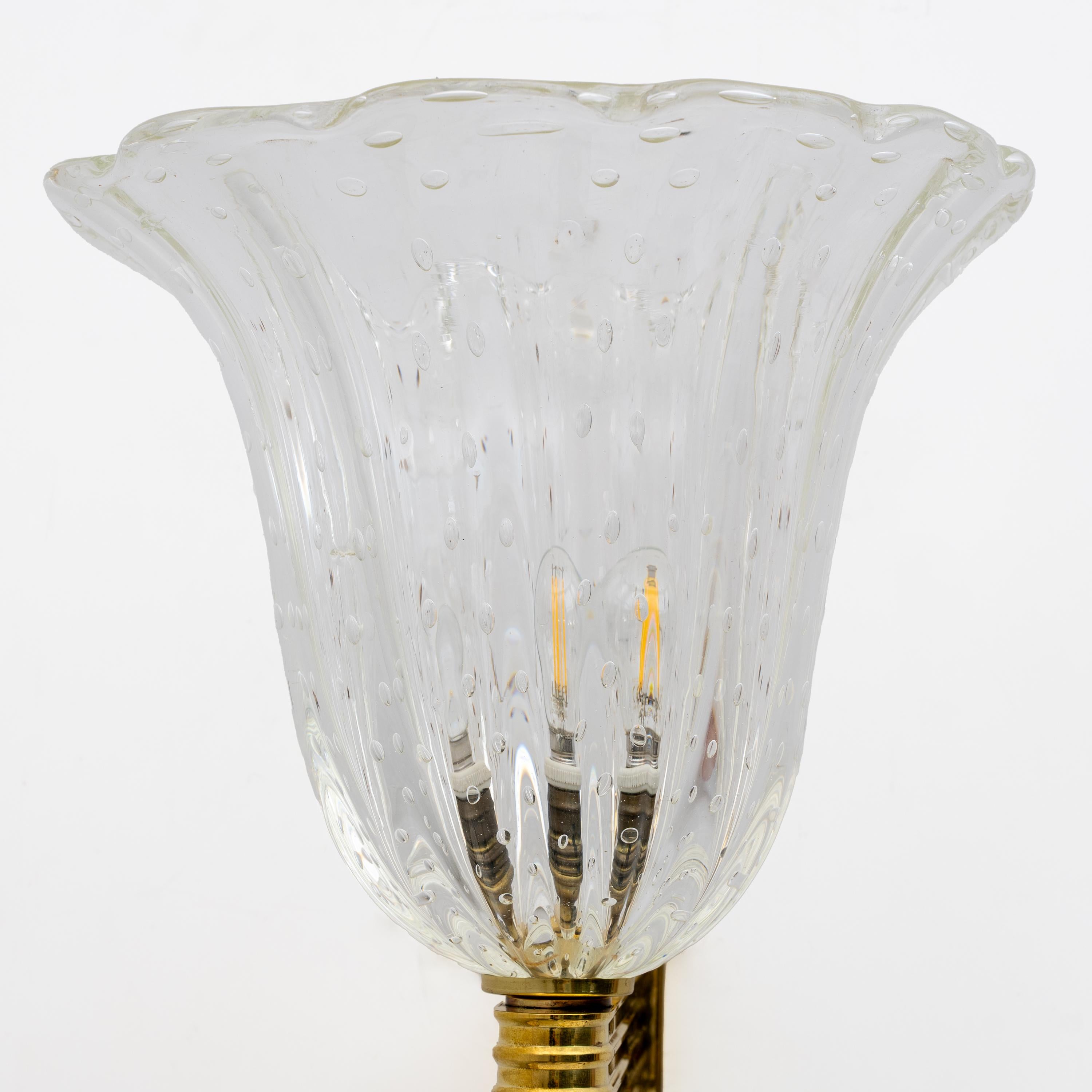 Italiano Barovier&Toso, stile Art Déco, in ottone e vetro di Murano in vendita