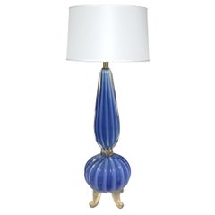 Barovier & Toso Attributed Blue Dolphin Footed Lamp