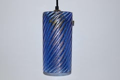 Barovier & Toso Blue Murano Glass "Twist" Hanging Pendant with Gold Inclusions