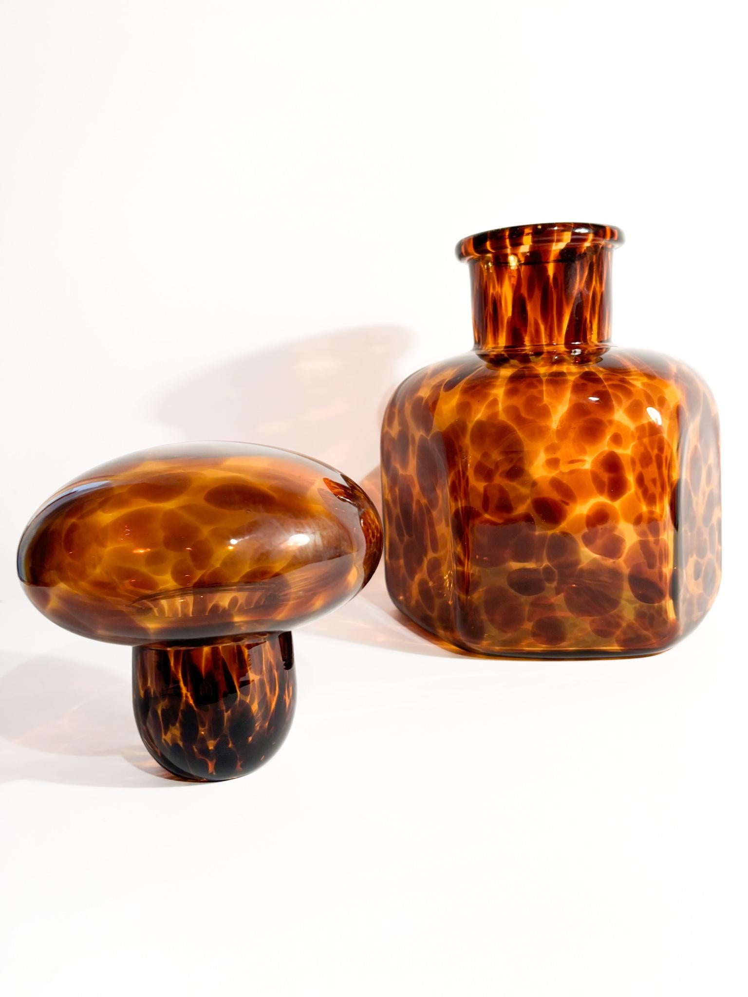 Vetro di Murano Vaso a bottiglia Barovier&Toso in vetro di Murano maculato degli anni '50 in vendita