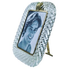Barovier & Toso Brass and Murano Glass Picture Frame, Italy, 1950s