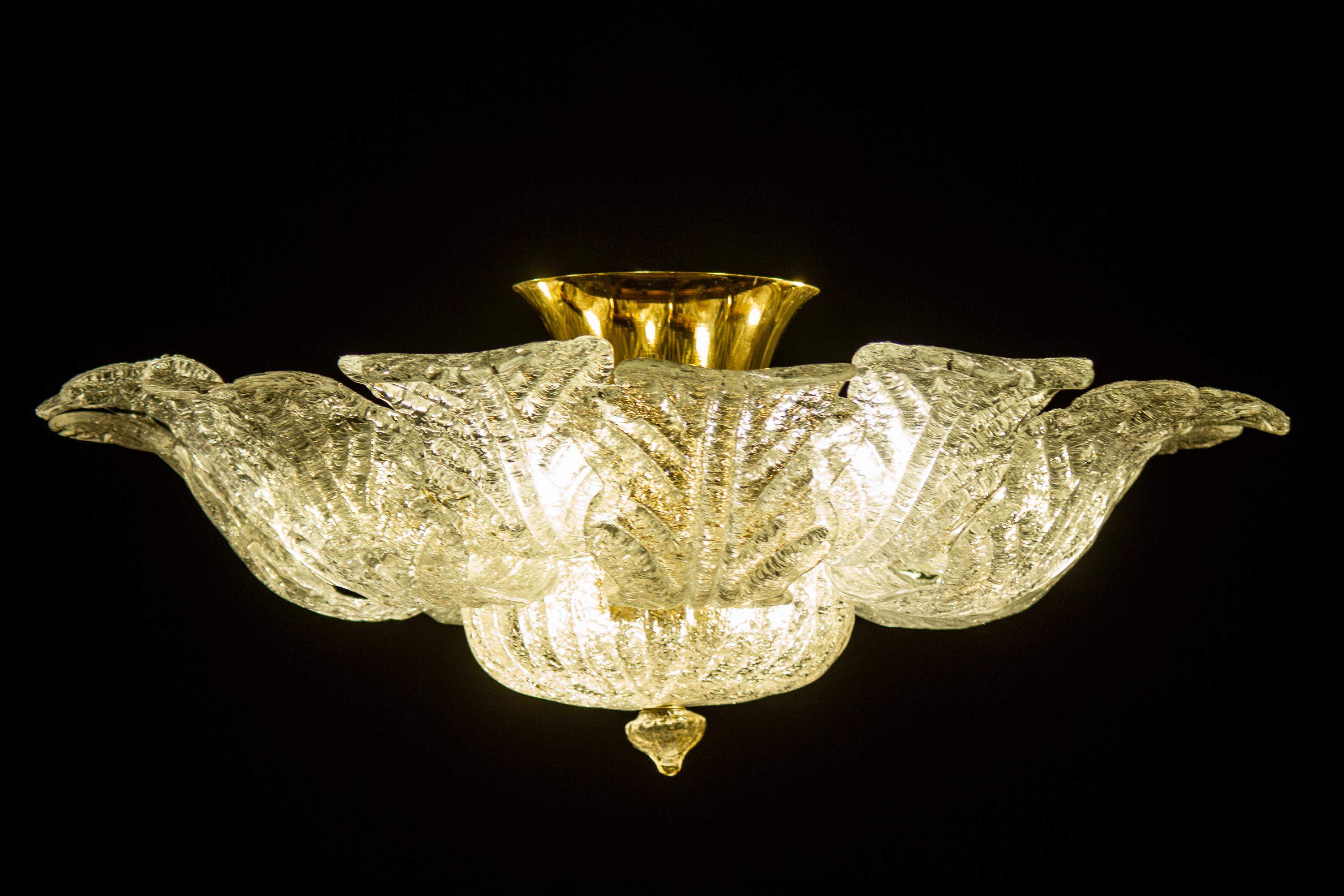 Mid-Century Modern  Barovier & Toso Vintage Murano Glass Ceiling Light or Flush Mount For Sale