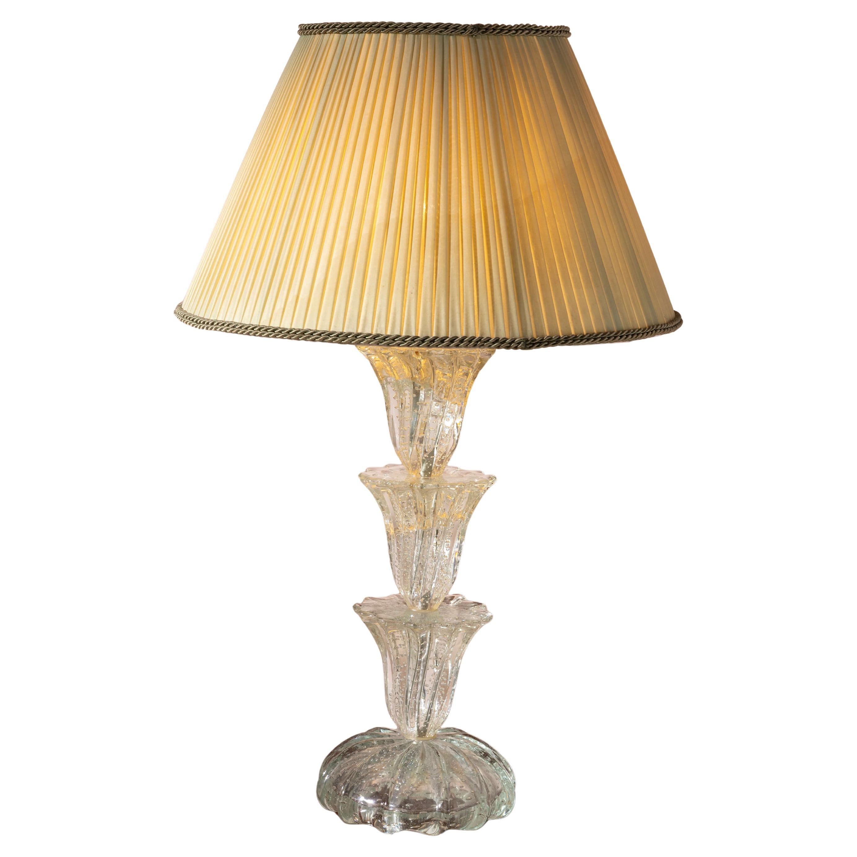 Lampe de table en verre "bulicante" de Barovier&Toso, Italie, années 1940