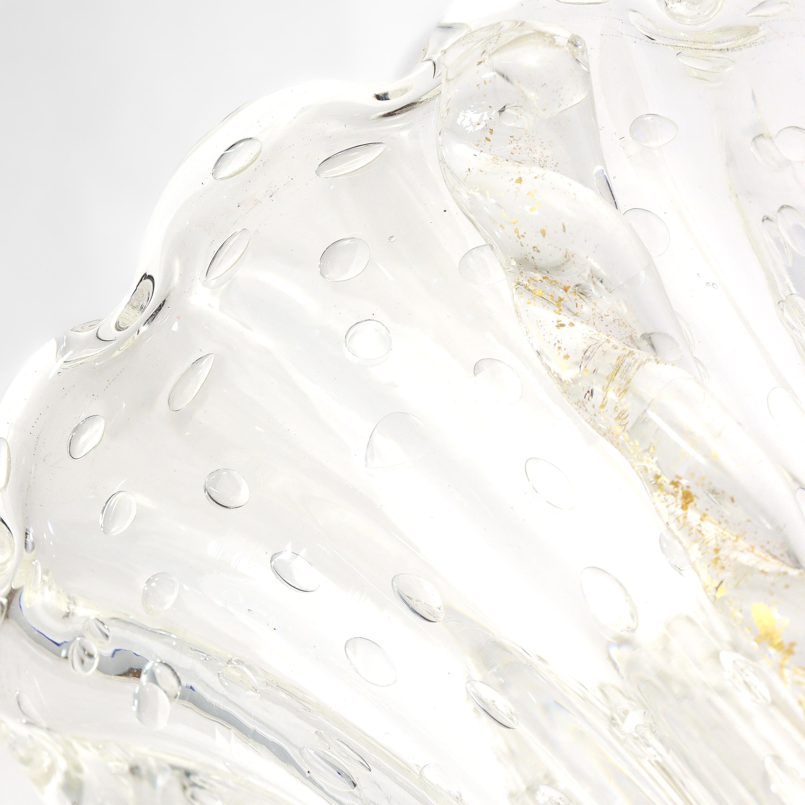 Barovier & Toso Bullicante Blumenvase aus klarem Murano-Glas mit Goldfolie (20. Jahrhundert) im Angebot