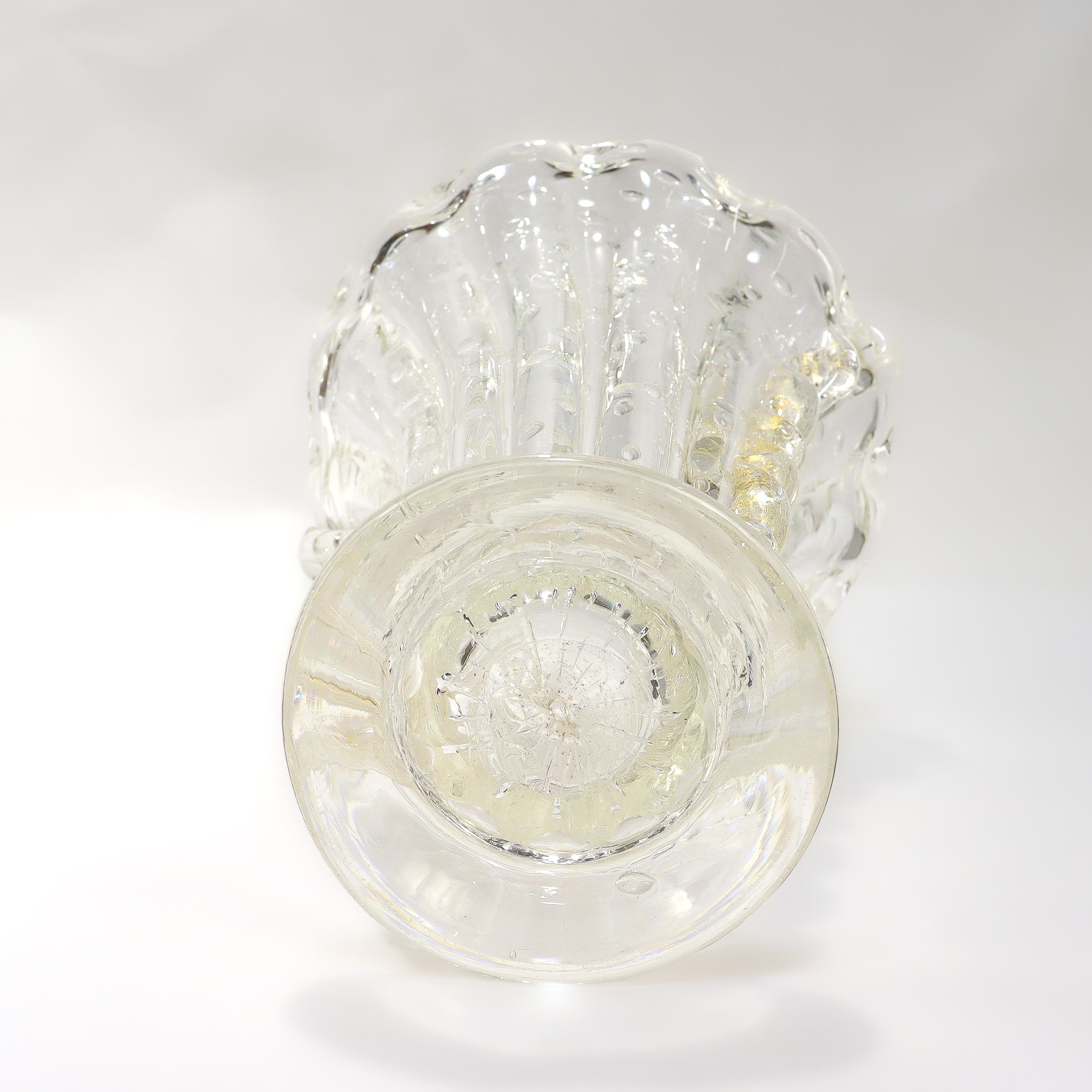 Barovier & Toso Bullicante Blumenvase aus klarem Murano-Glas mit Goldfolie im Angebot 2