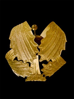 Barovier & Toso chandelier gold Glass Murano , Italy 1960