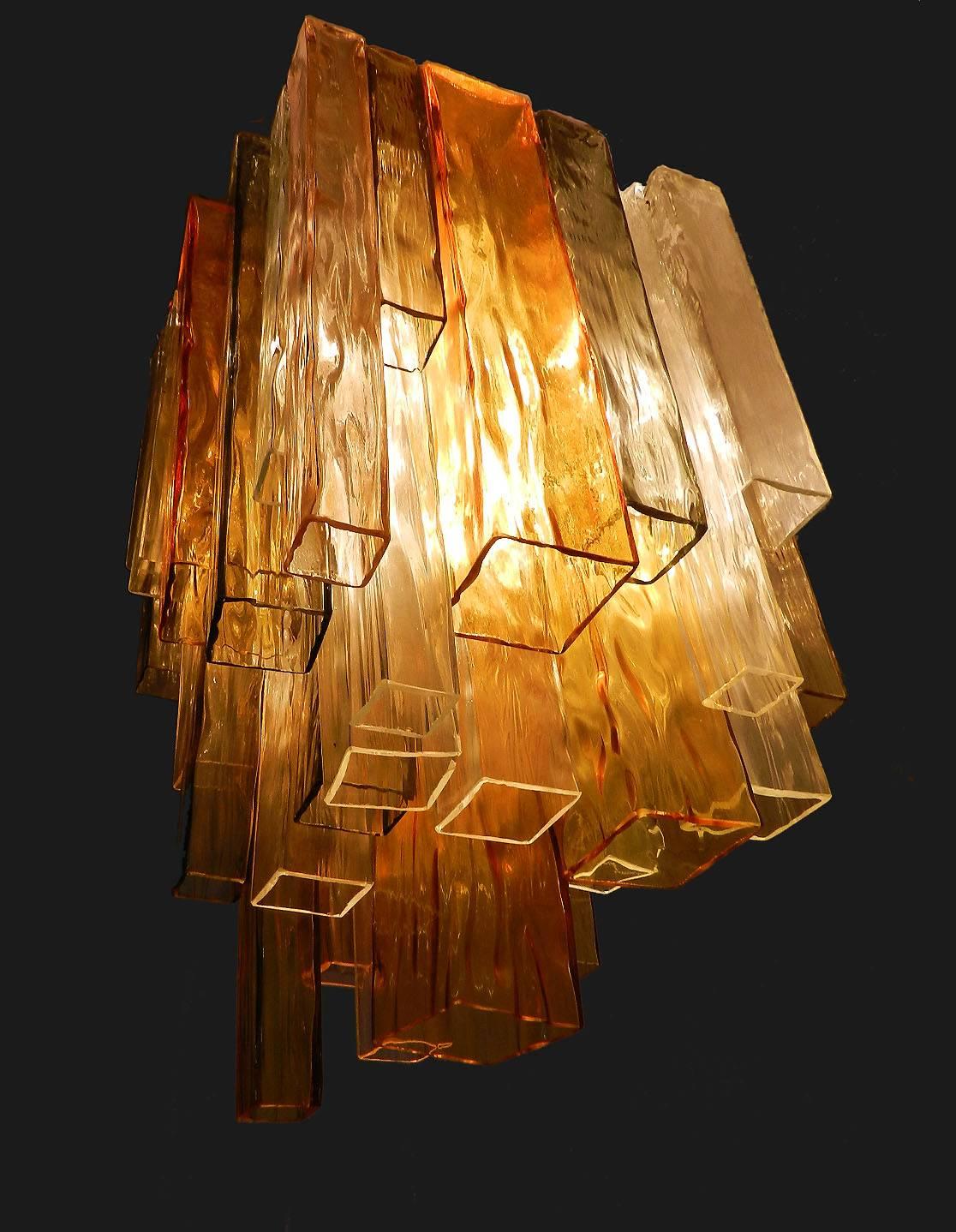 Barovier & Toso Murano Venini rare four-color glass chandelier stunning and impressive
With its original label on the top of flush mount, Barovier and Toso
We infomed that this came from an Hotel in Monaco that was re furbished
Flush mount ceiling