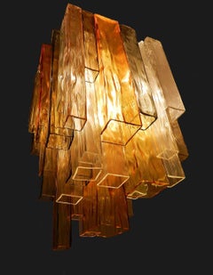 Barovier & Toso Chandelier Venini Four-Color Glass Flush Mount Ceiling Light