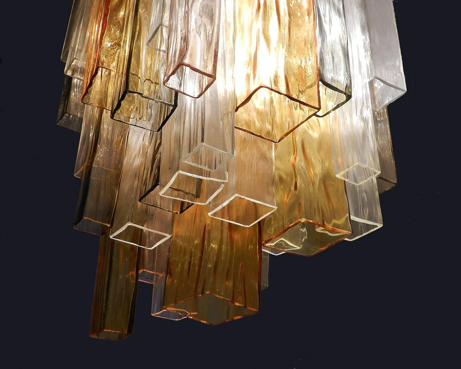Mid-Century Modern Barovier & Toso Chandelier Venini Four-Color Glass Flush Mount Ceiling Light For Sale