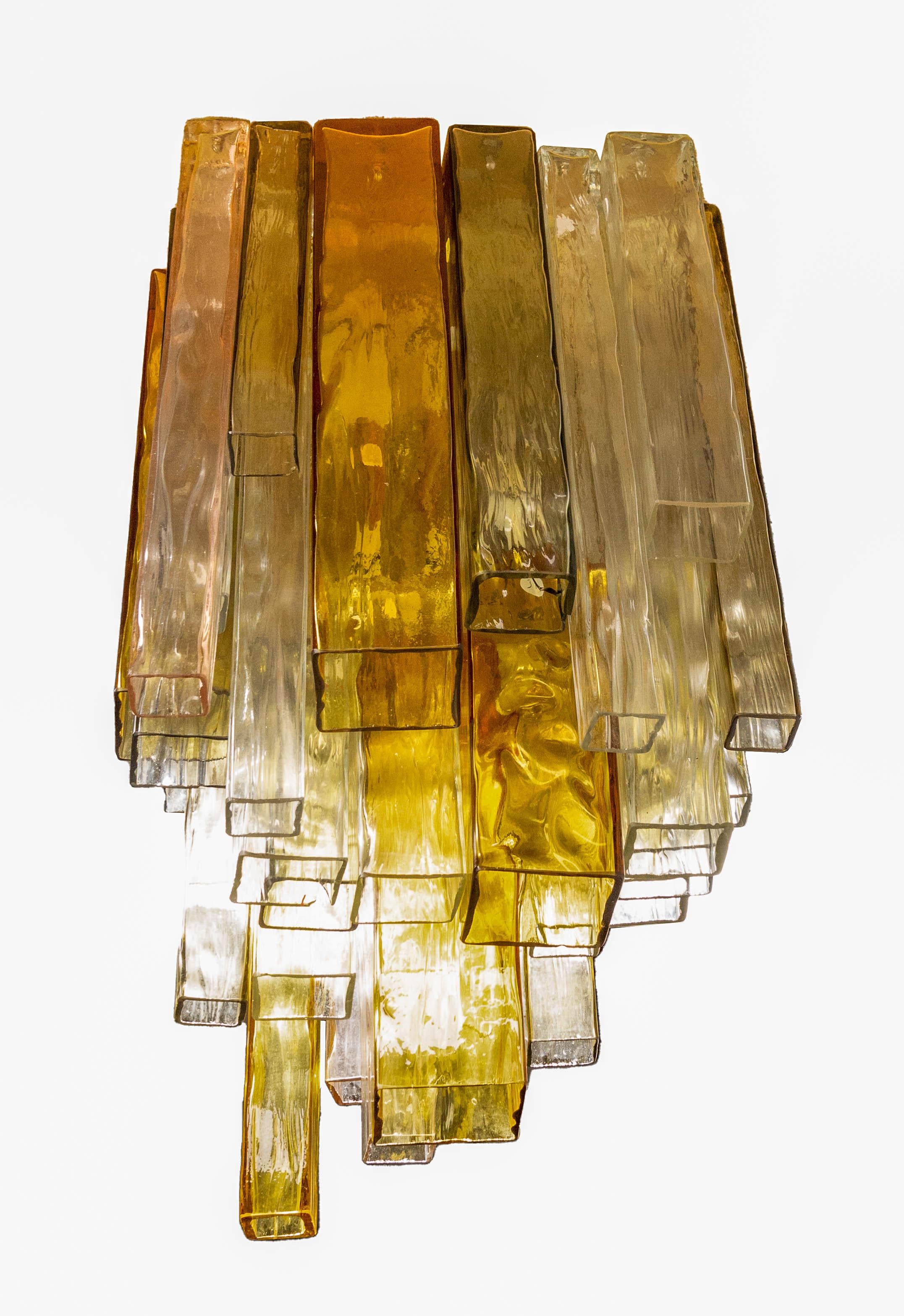 Mid-Century Modern Barovier & Toso, plafonnier lustre encastré Venini en verre quatre couleurs en vente