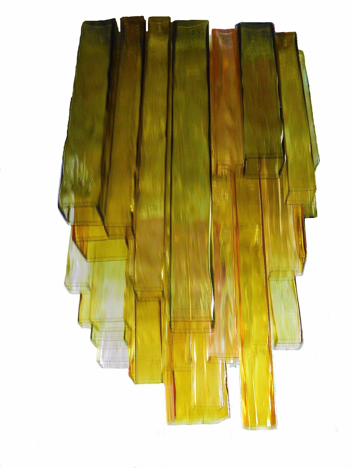 Mid-Century Modern Barovier & Toso Chandelier Venini Four-Color Glass Flush Mount Ceiling Light