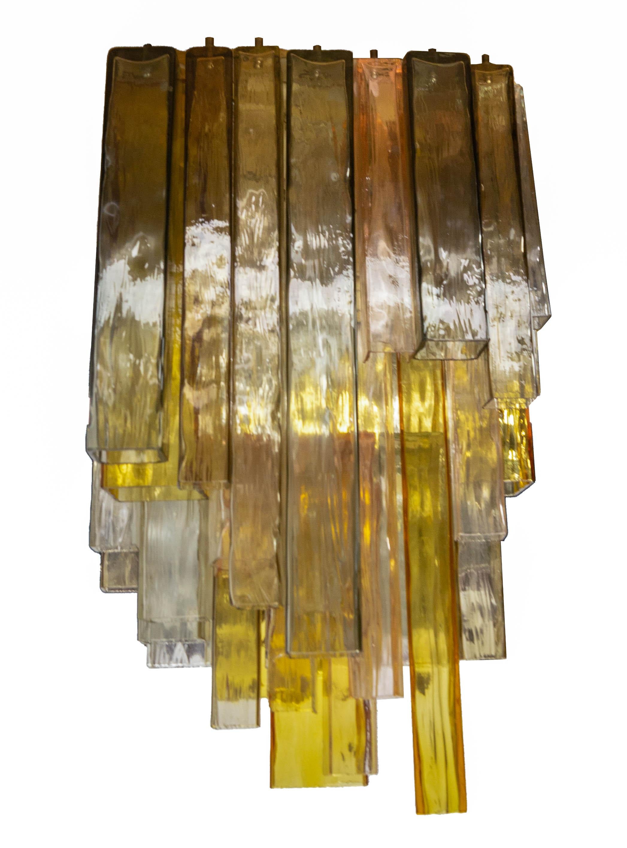French Barovier & Toso Chandelier Venini Four-Color Glass Flush Mount Ceiling Light For Sale