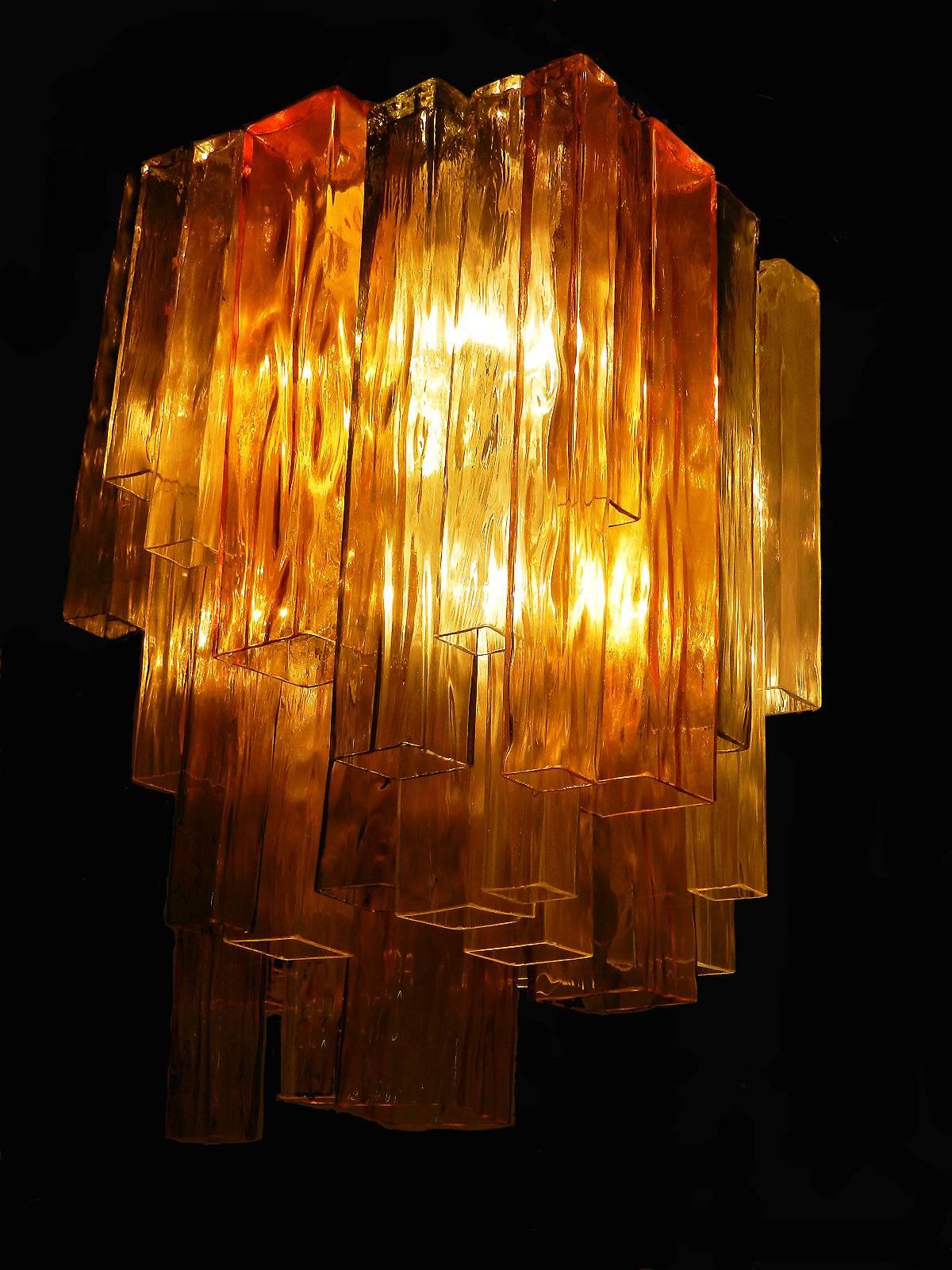 20th Century Barovier & Toso Chandelier Venini Four-Color Glass Flush Mount Ceiling Light For Sale