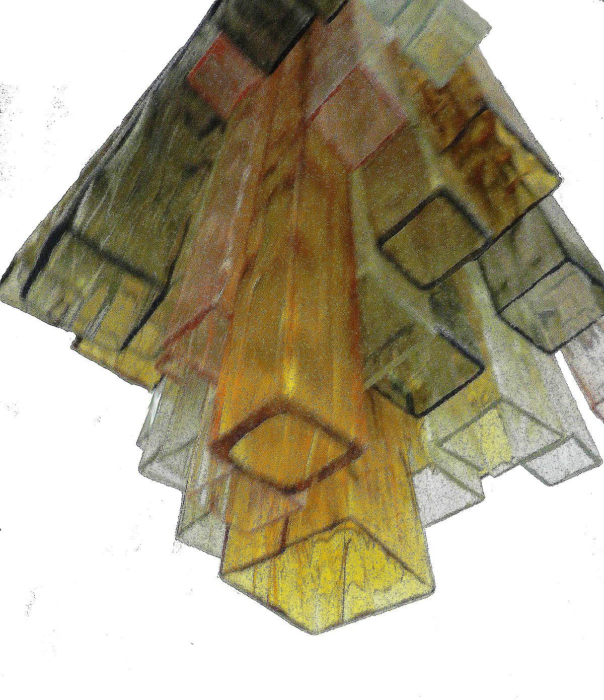 Barovier & Toso Chandelier Venini Four-Color Glass Flush Mount Ceiling Light In Good Condition In Labrit, Landes