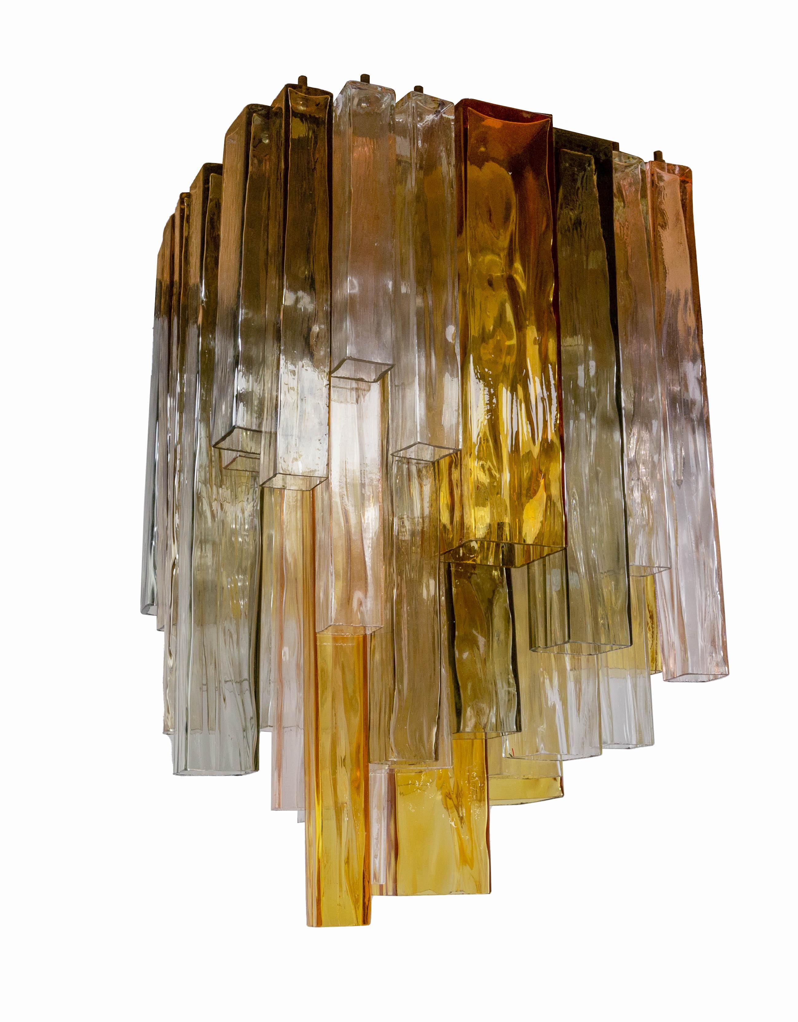 20ième siècle Barovier & Toso, plafonnier lustre encastré Venini en verre quatre couleurs en vente
