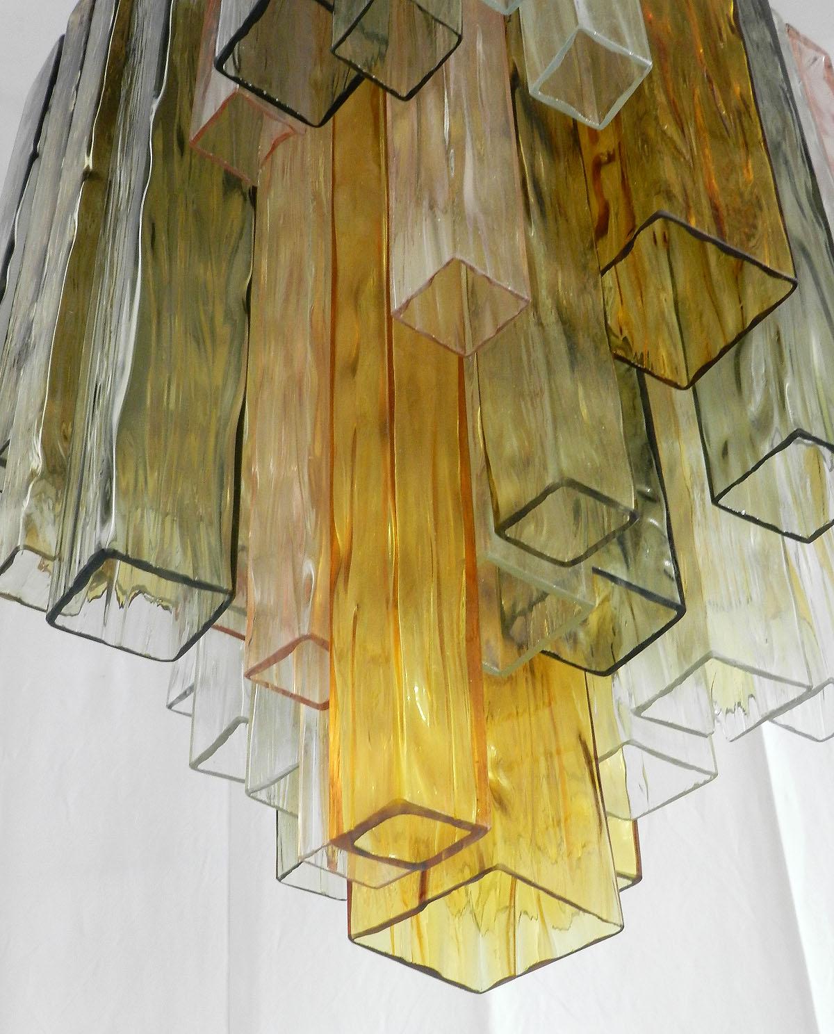 20th Century Barovier & Toso Chandelier Venini Four-Color Glass Flush Mount Ceiling Light