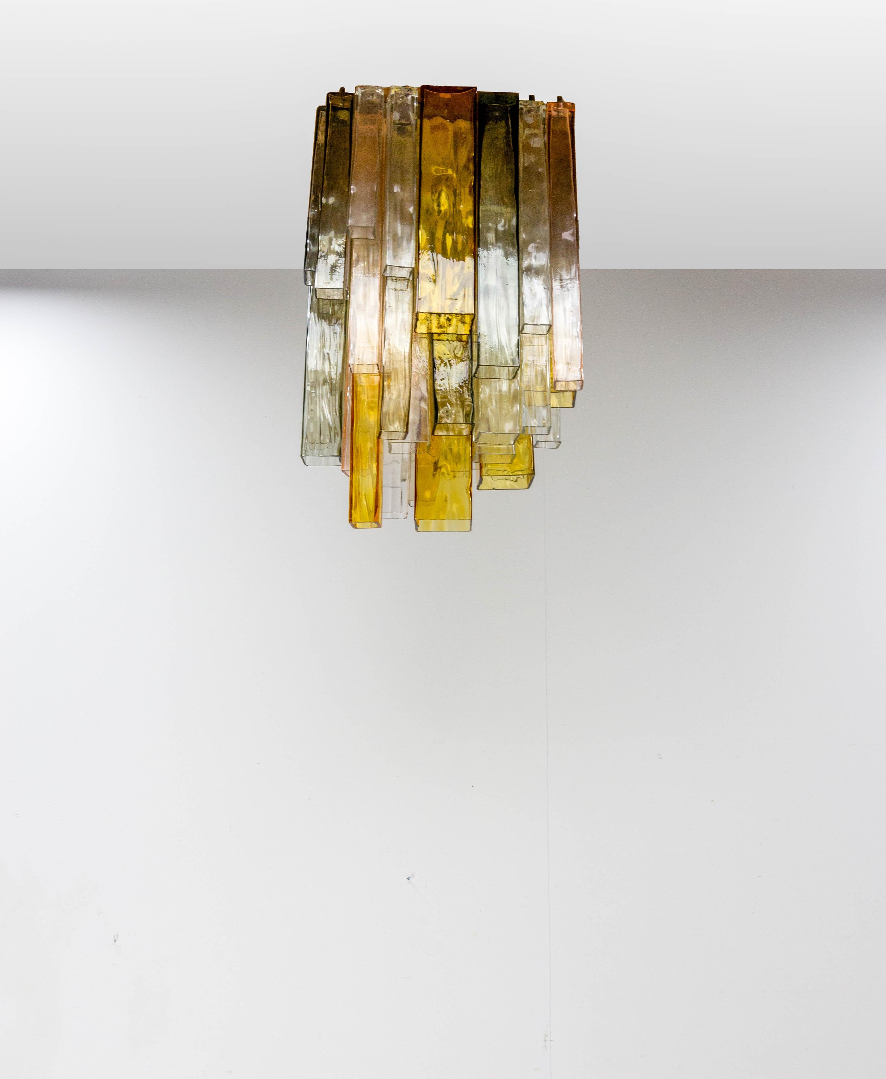 Barovier & Toso Chandelier Venini Four-Color Glass Flush Mount Ceiling Light For Sale 1