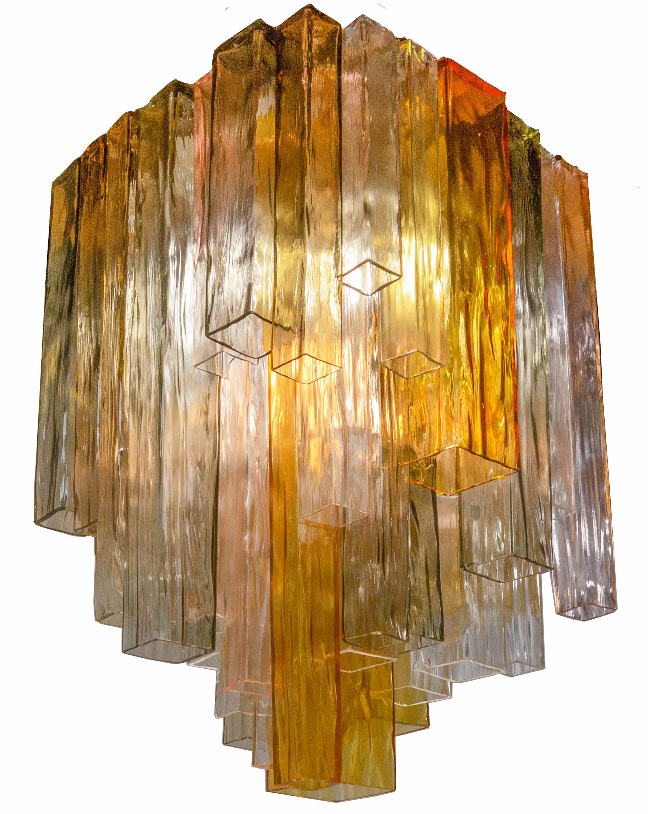 Barovier & Toso Chandelier Venini Four-Color Glass Flush Mount Ceiling Light For Sale 2