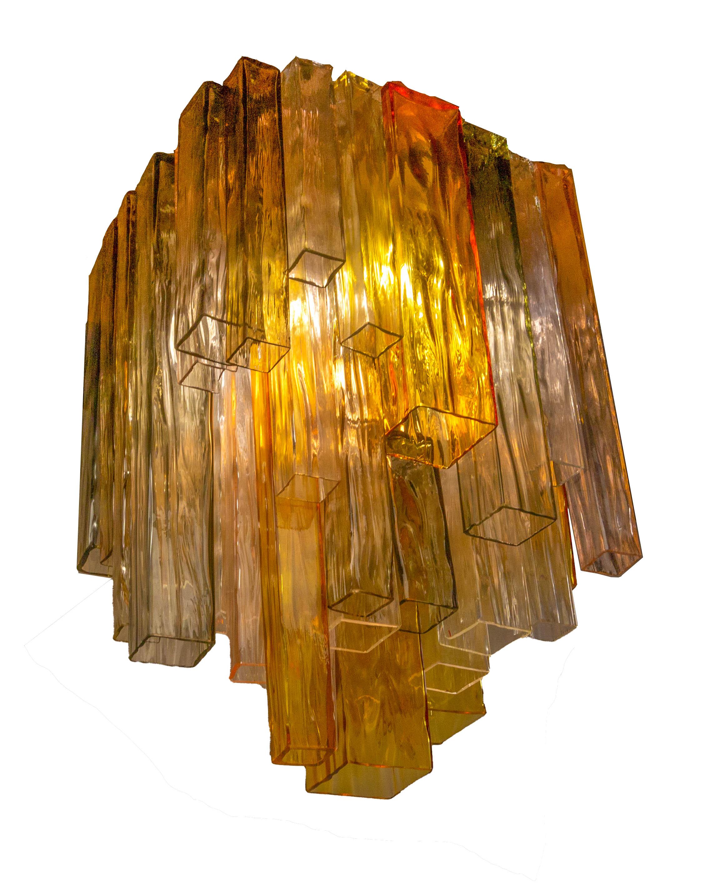 Barovier & Toso Chandelier Venini Four-Color Glass Flush Mount Ceiling Light For Sale 3