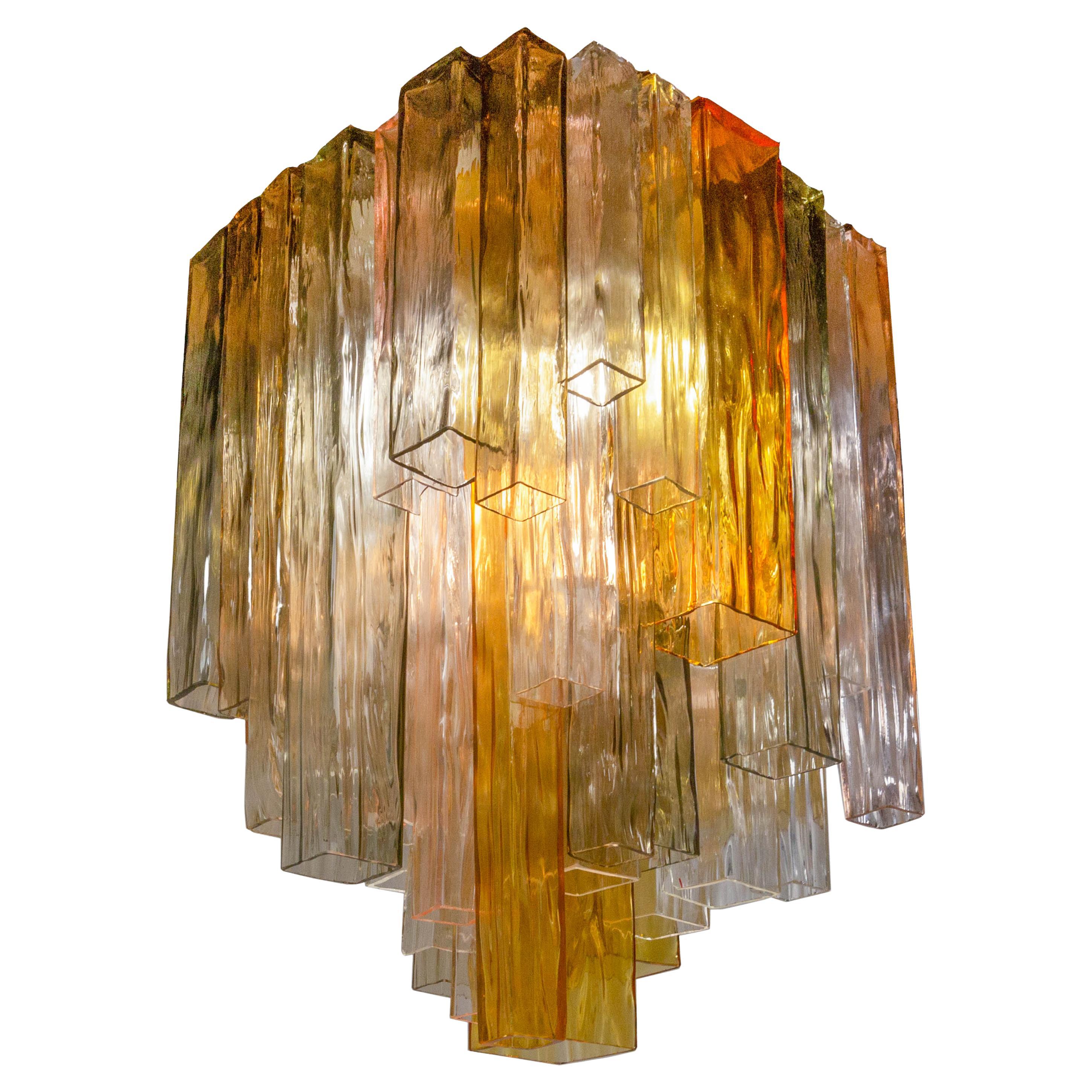 Barovier & Toso Chandelier Venini Four-Color Glass Flush Mount Ceiling Light