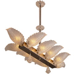 Barovier & Toso Kronleuchter mit Blütenblättern aus Kristallglas