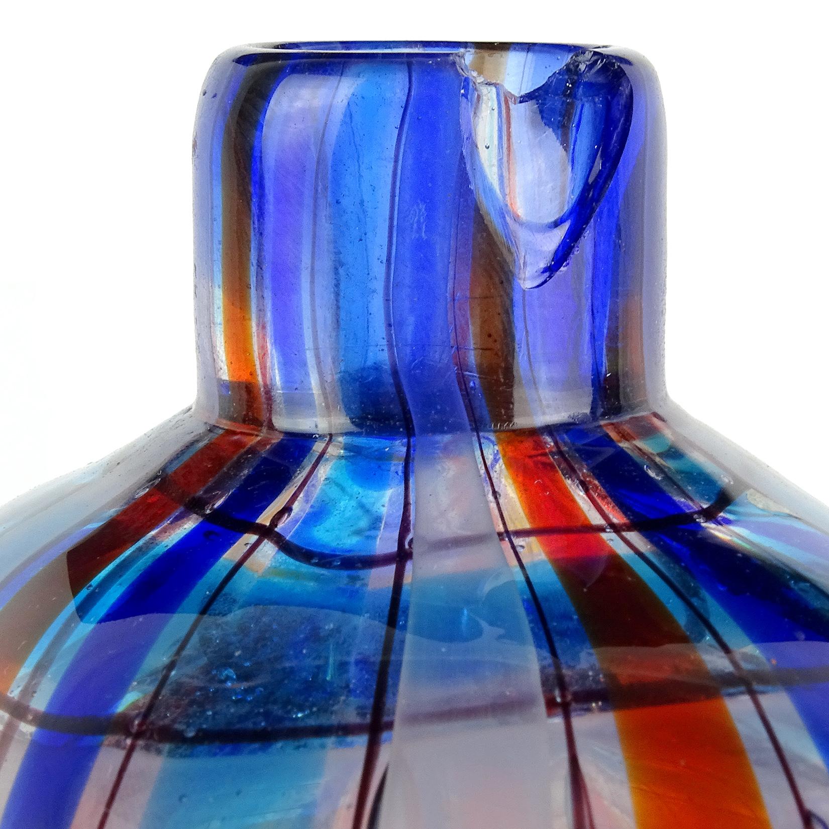 Mid-Century Modern Barovier Toso Christian Dior Signed Tartan Murano Italian Art Glass Bottle