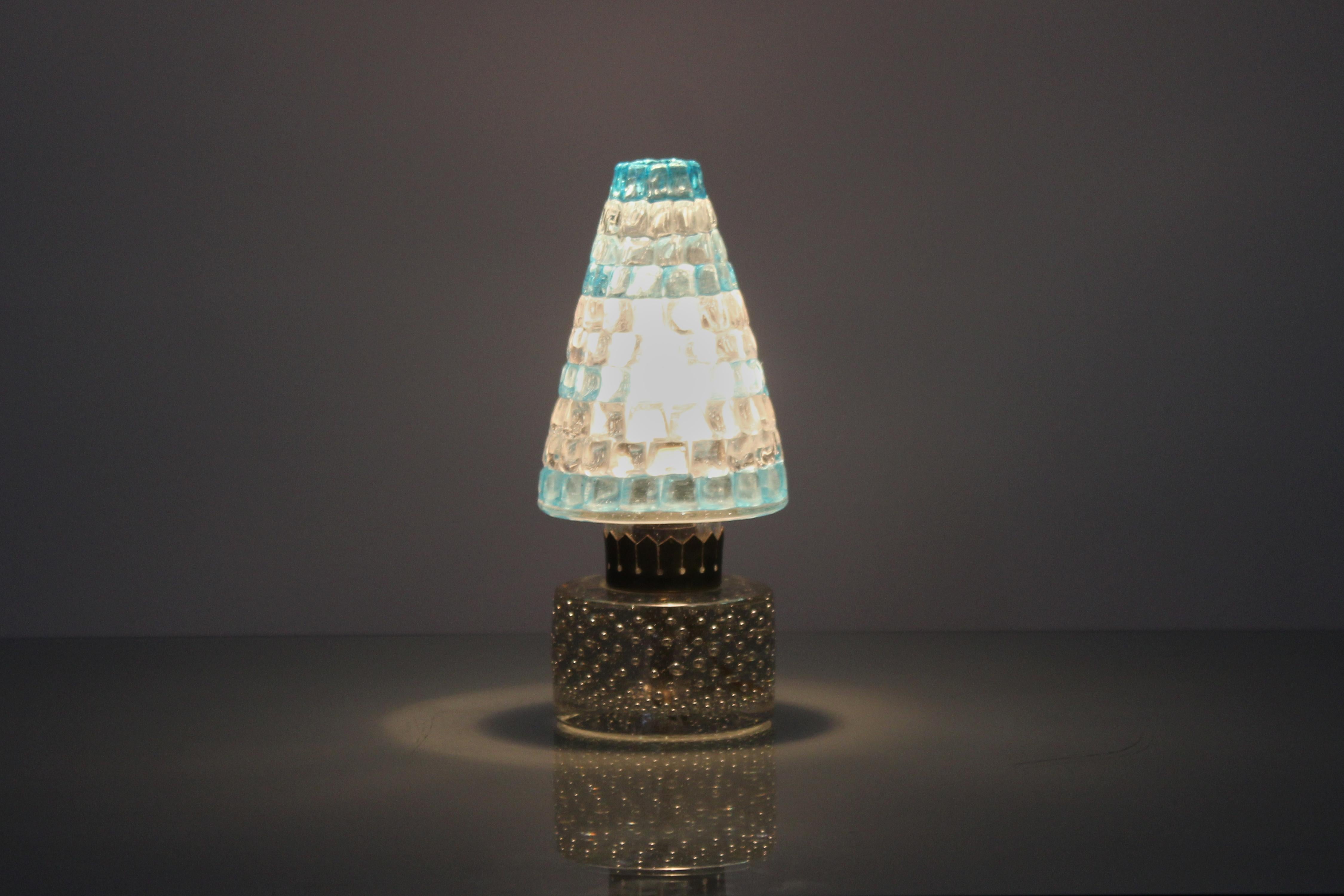 Barovier & Toso Weihnachtsbaumförmige Tischlampe aus Murano Glas 40er Jahre Italien (Messing) im Angebot