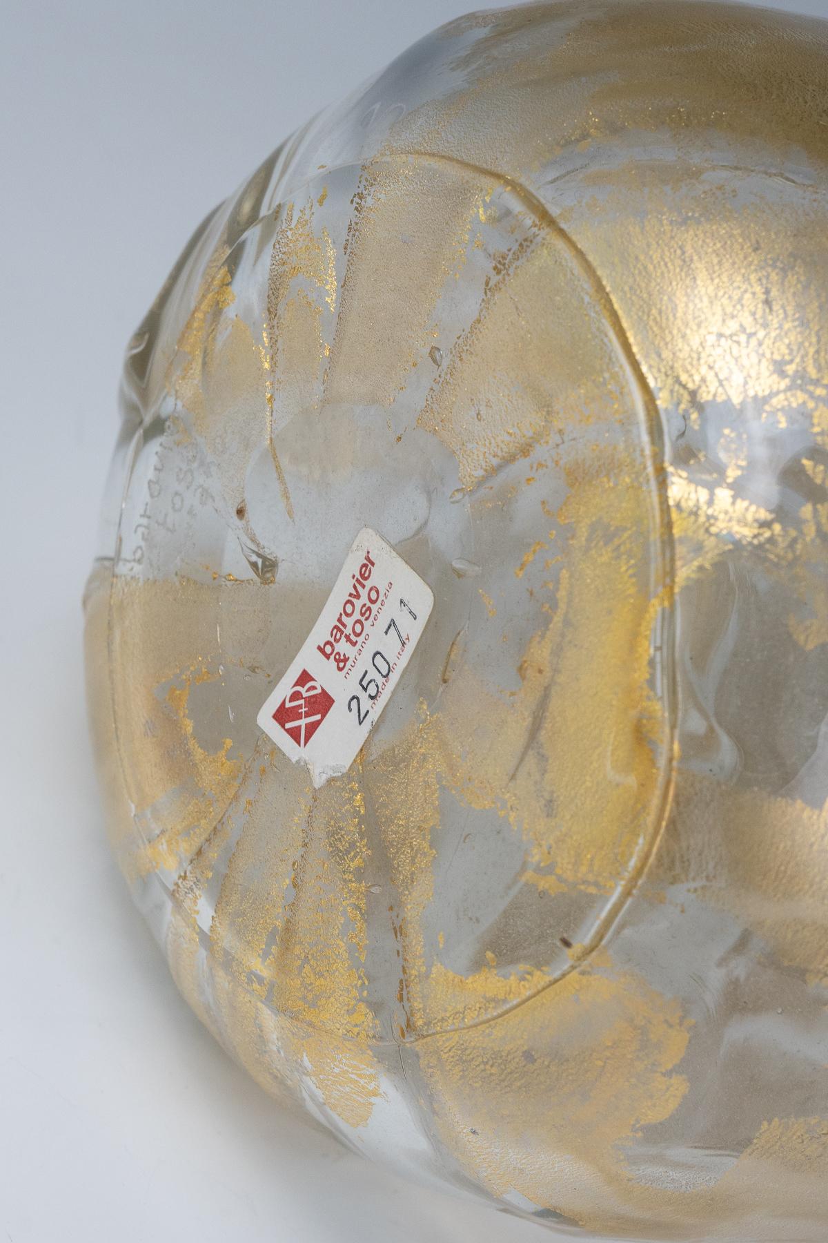 Barovier & Toso, farbloses Glas mit Goldeinschlüssen. 1979 (Muranoglas) im Angebot