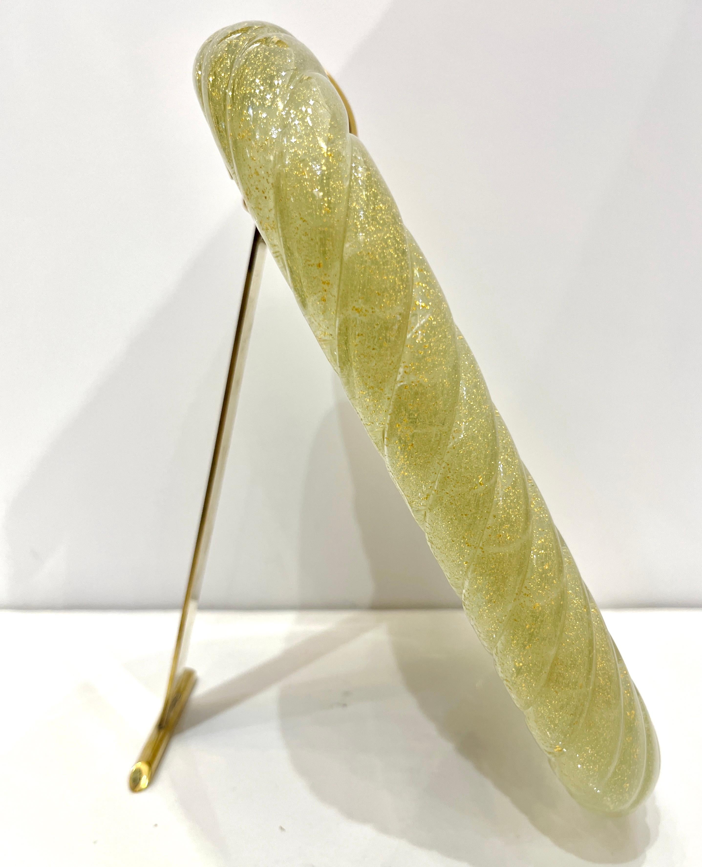 Italian Barovier Toso Contemporary 24 Kt Gold Chartreuse Murano Glass Photo Frame