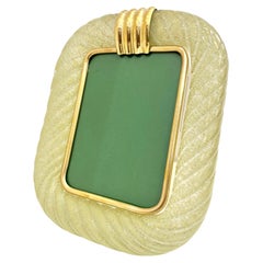 Barovier&Toso Contemporary 24 Kt Gold Chartreuse Murano Glass Photo Frame