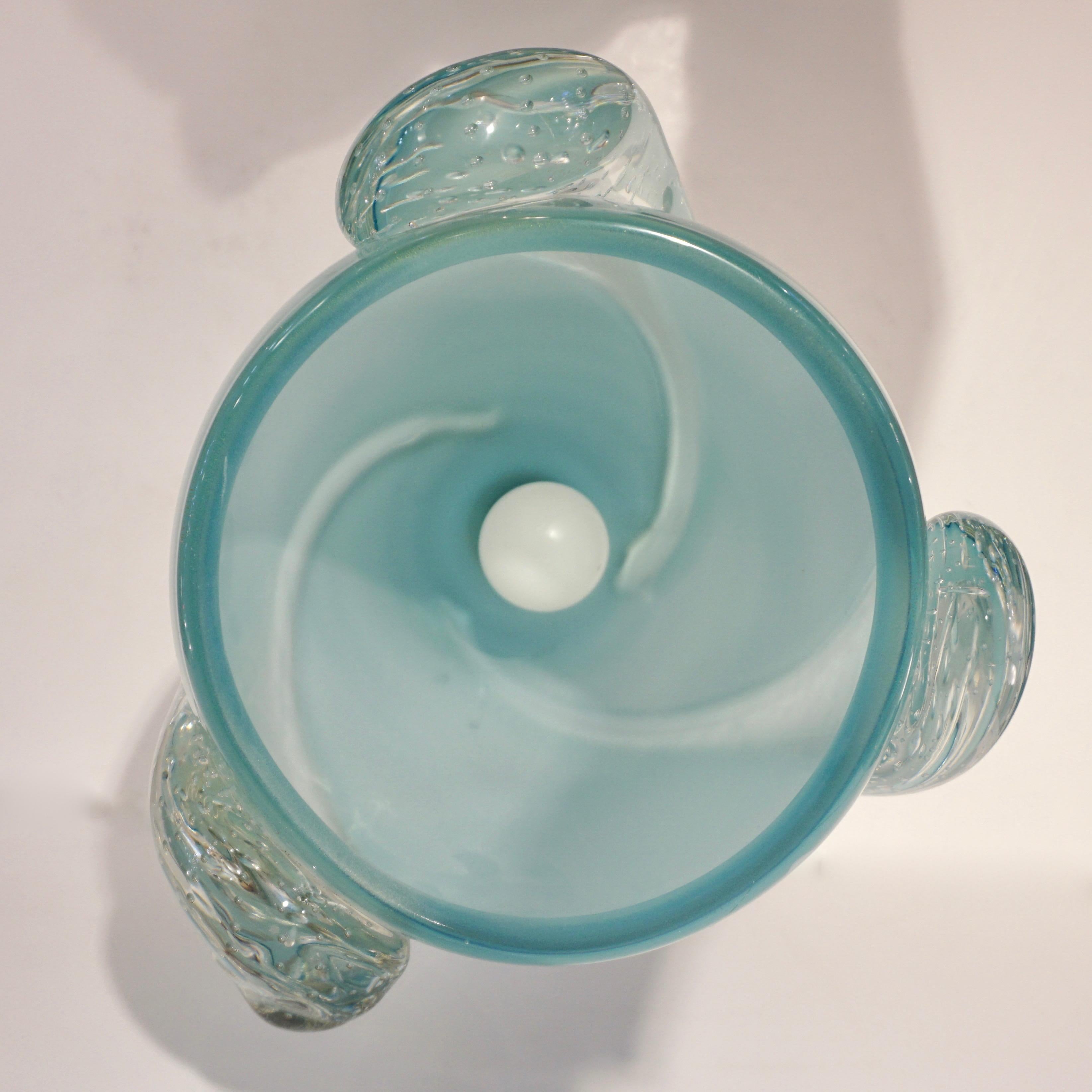 Barovier Toso Contemporary Italian Modern Aqua Blue Murano Glass Organic Lamp For Sale 5