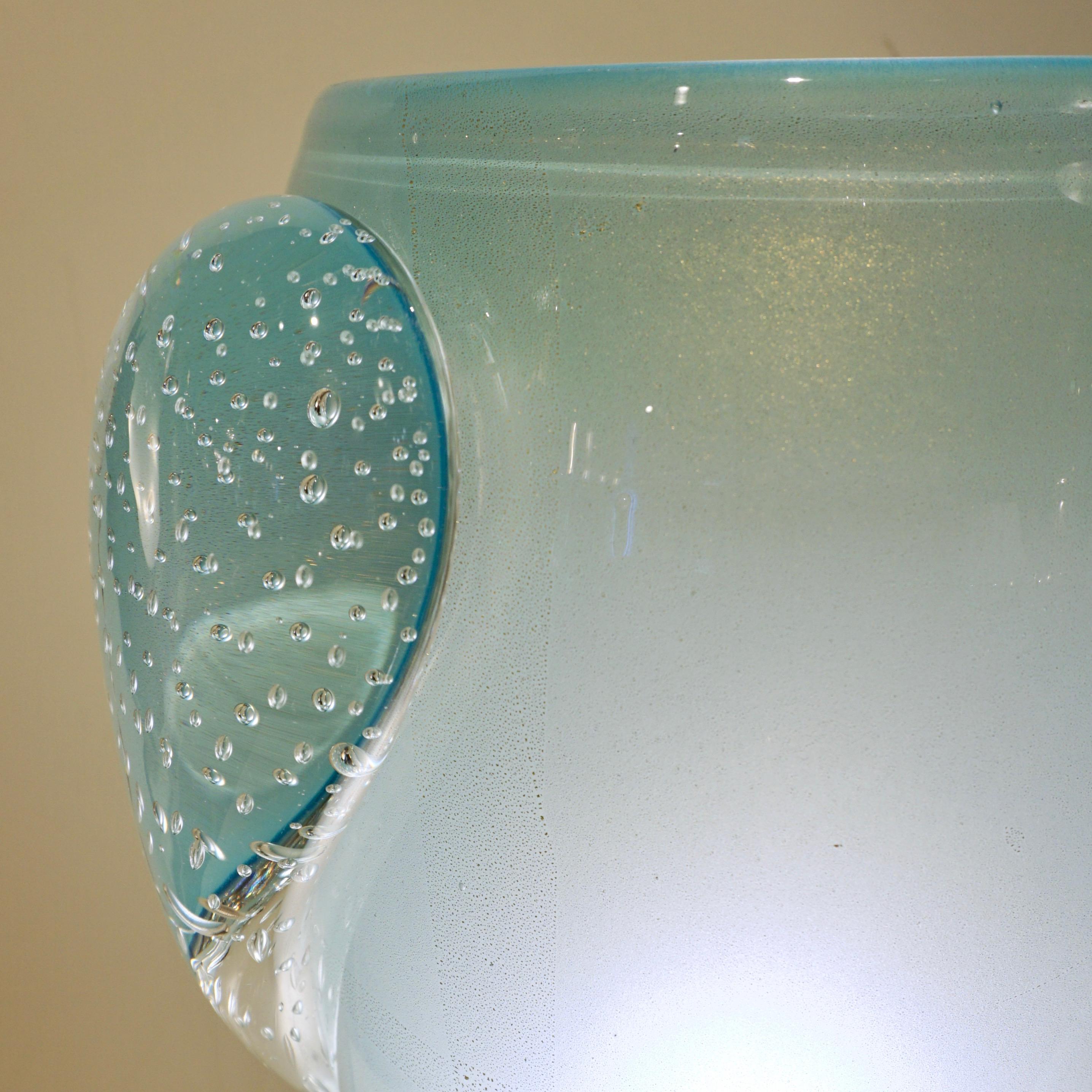 Barovier Toso Contemporary Italian Modern Aqua Blue Murano Glass Organic Lamp For Sale 6