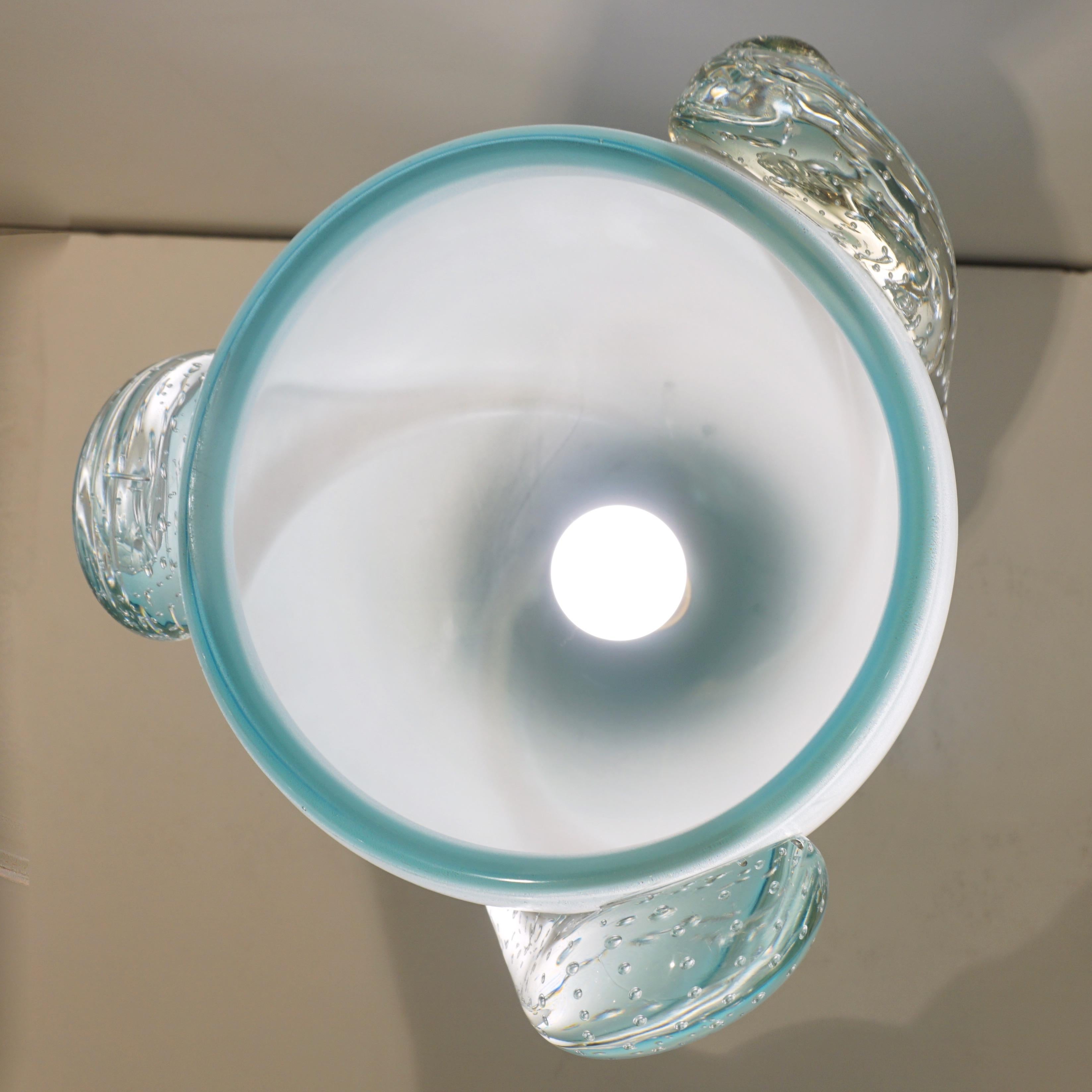 Barovier Toso Lampe organique en verre de Murano bleu aqua, contemporaine et moderne italienne en vente 6