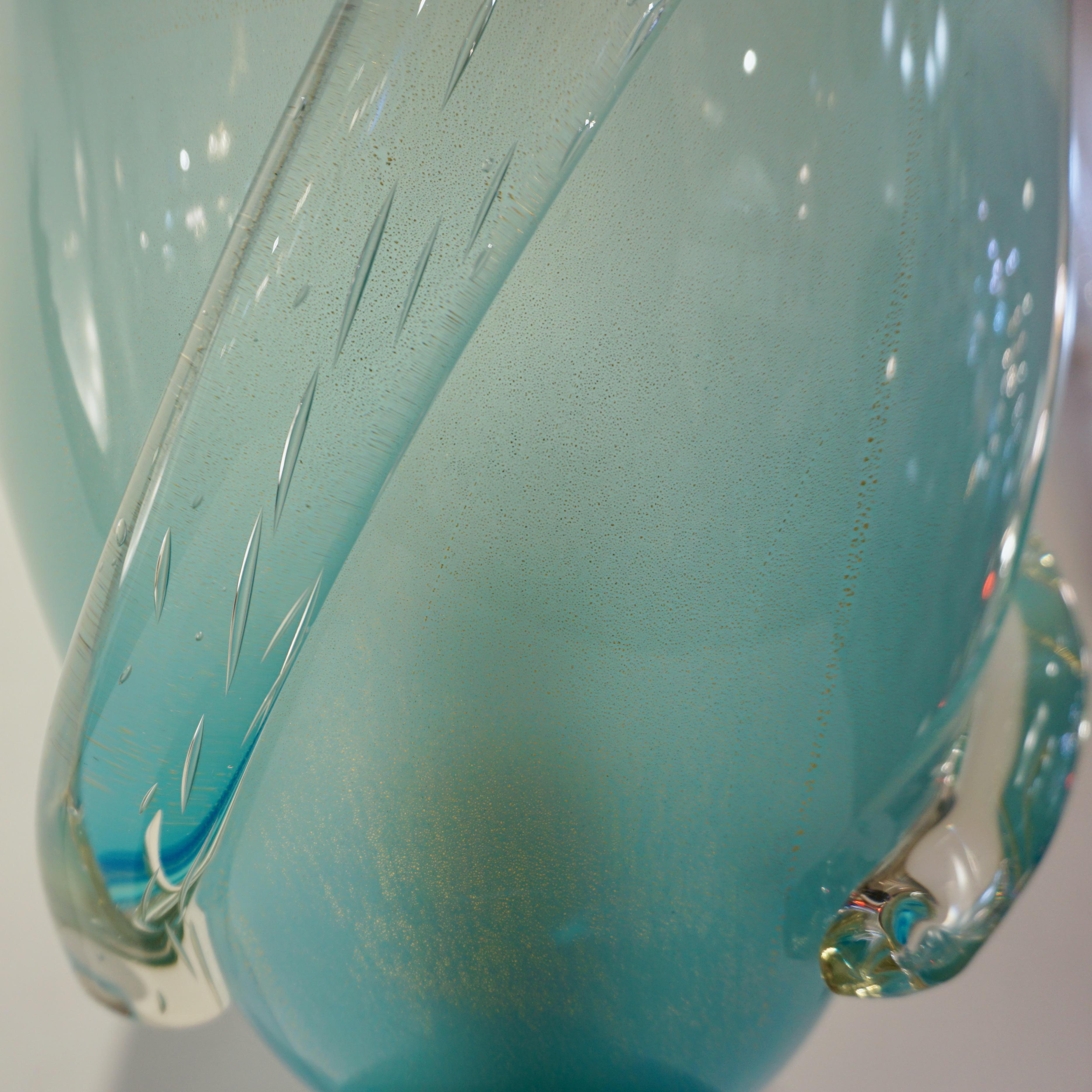 Barovier Toso Contemporary Italian Modern Aqua Blue Murano Glass Organic Lamp For Sale 8