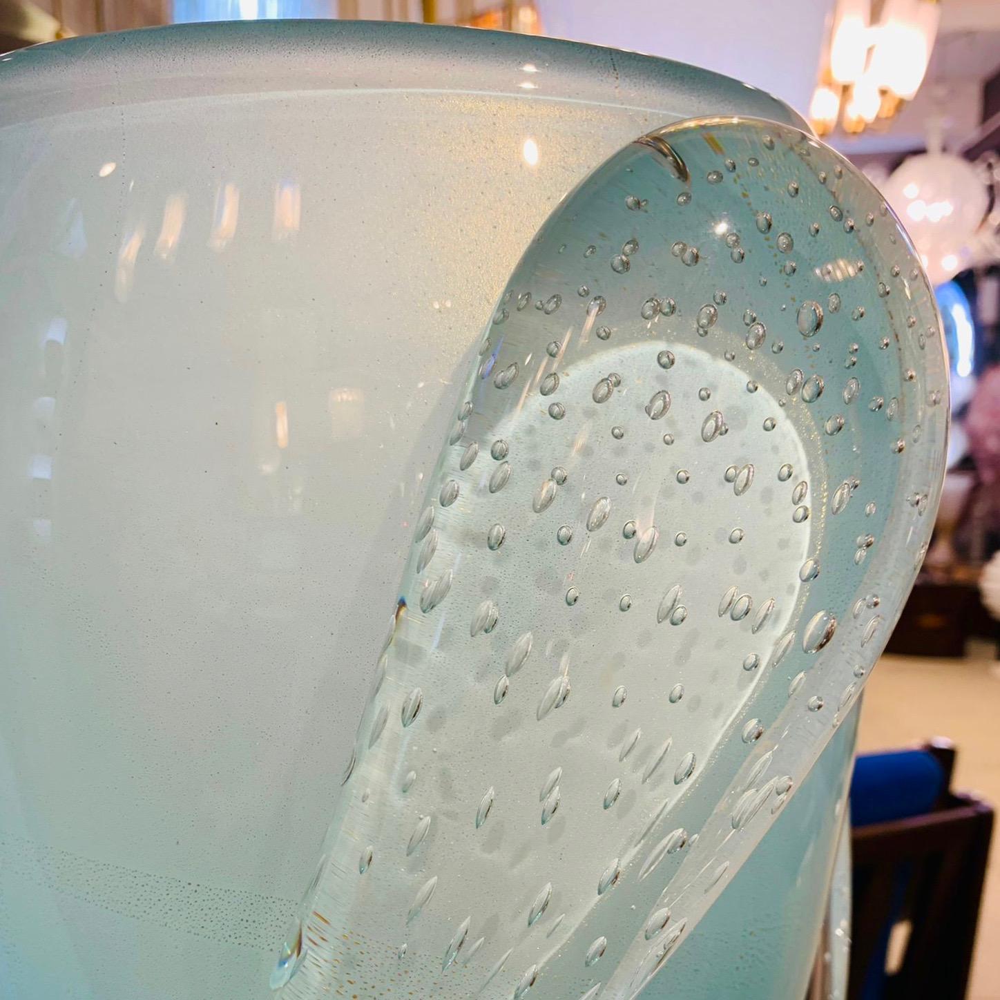 Hand-Crafted Barovier Toso Contemporary Italian Modern Aqua Blue Murano Glass Organic Lamp For Sale