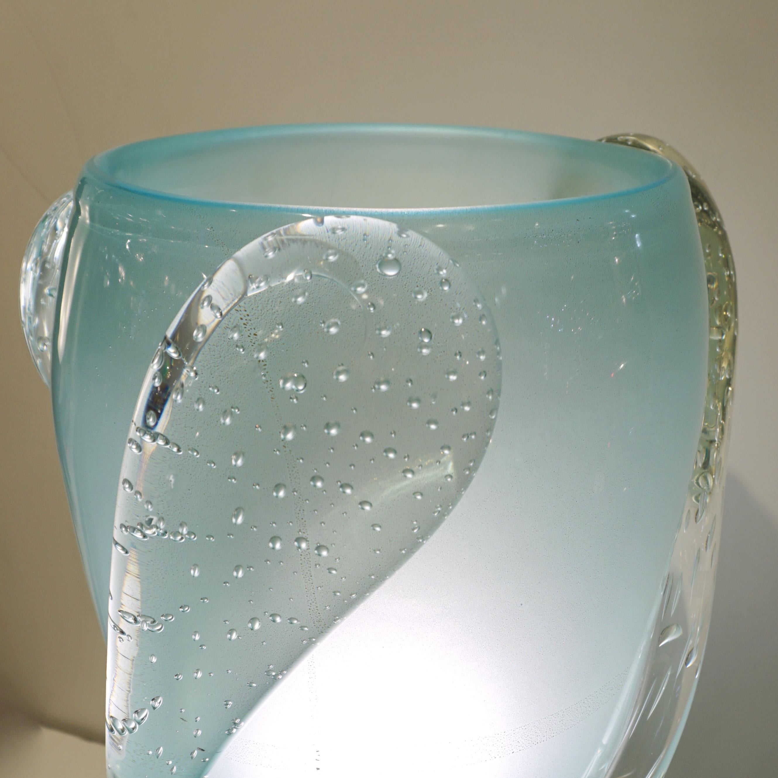 Barovier Toso Contemporary Italian Modern Aqua Blue Murano Glass Organic Lamp In Excellent Condition For Sale In New York, NY
