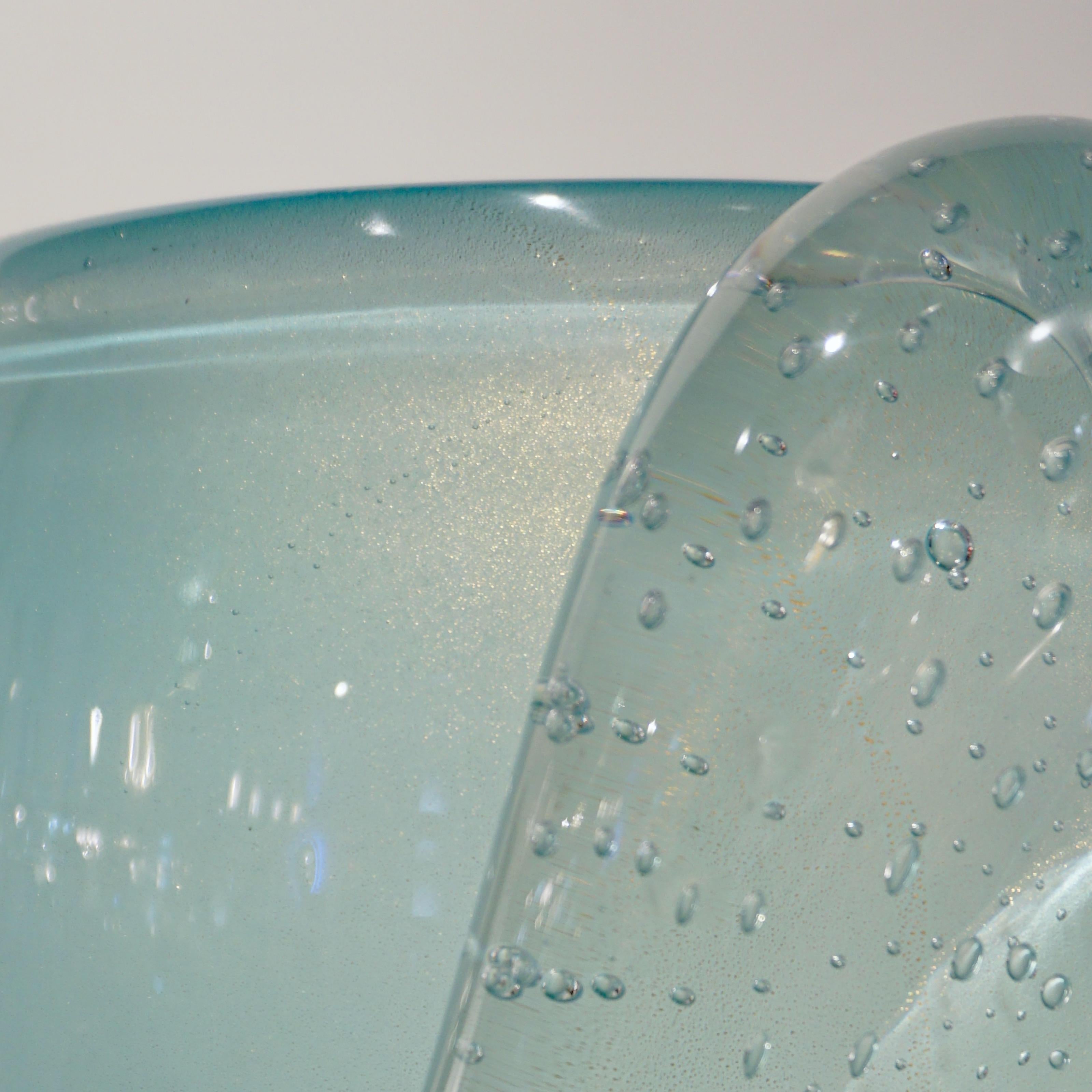 Barovier Toso Lampe organique en verre de Murano bleu aqua, contemporaine et moderne italienne en vente 1